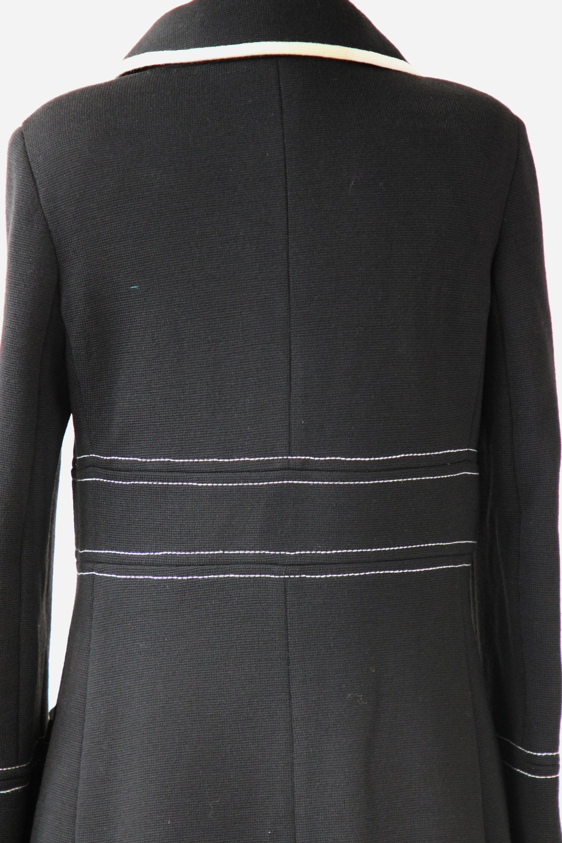 1960s Vintage Lusia Spagnoli Black and Ivory Wool Mod Coat//Size M