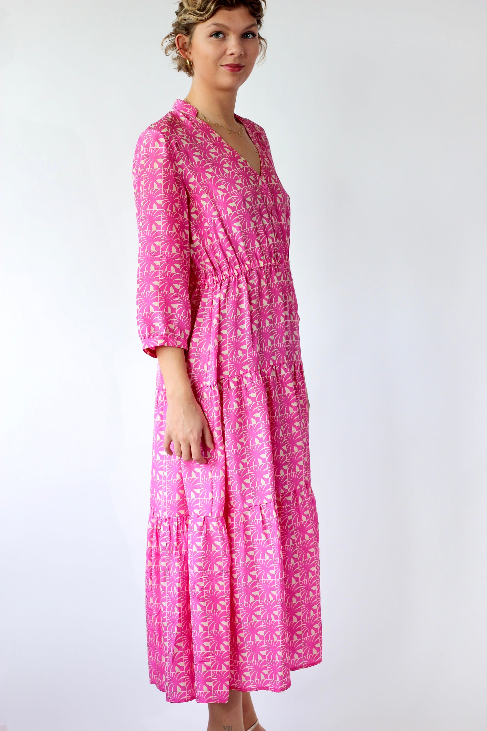 Vintage Pink Silk Dress//Danish Design//Size M