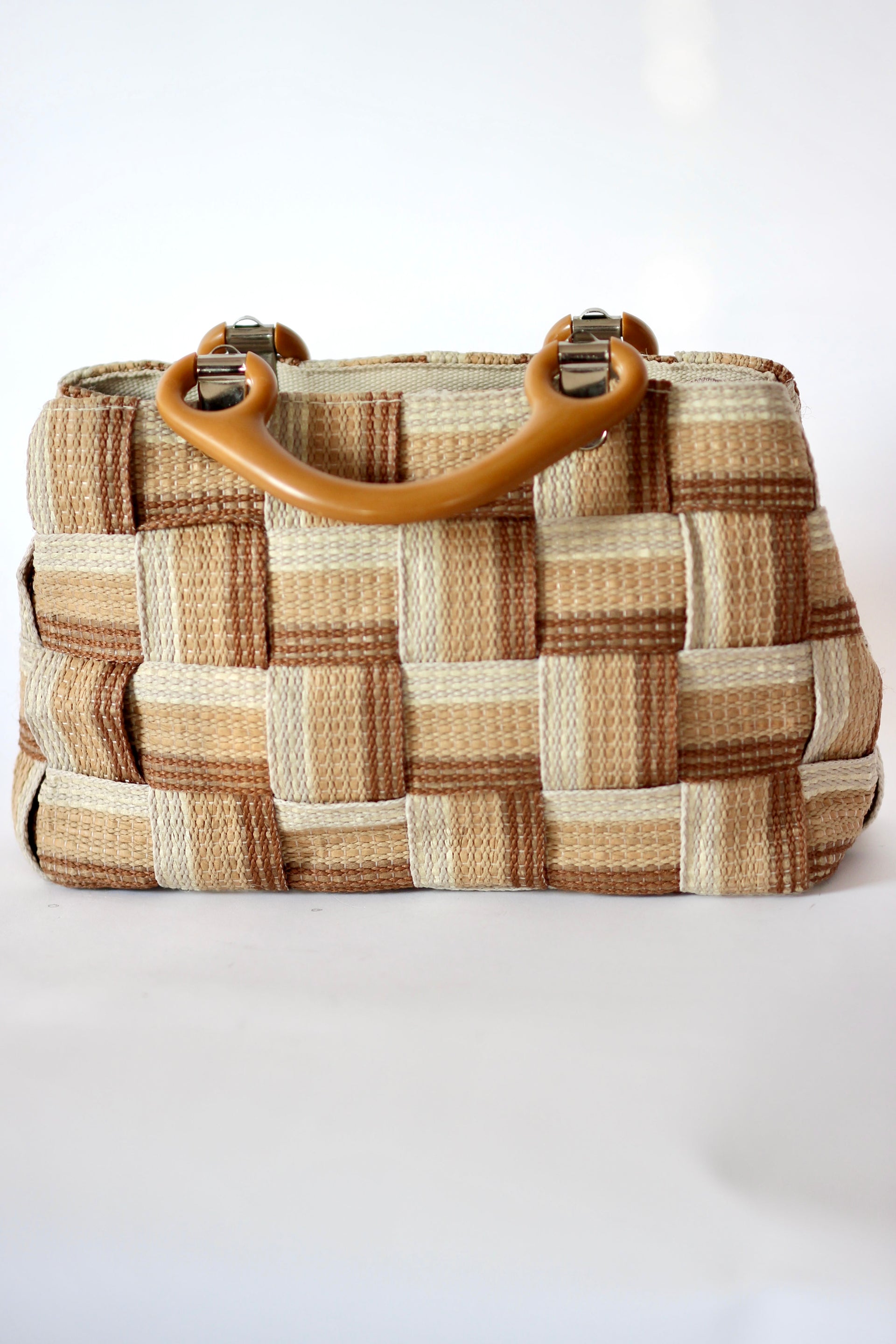 1960s Vintage Italien Bag in Striped Grosgrain