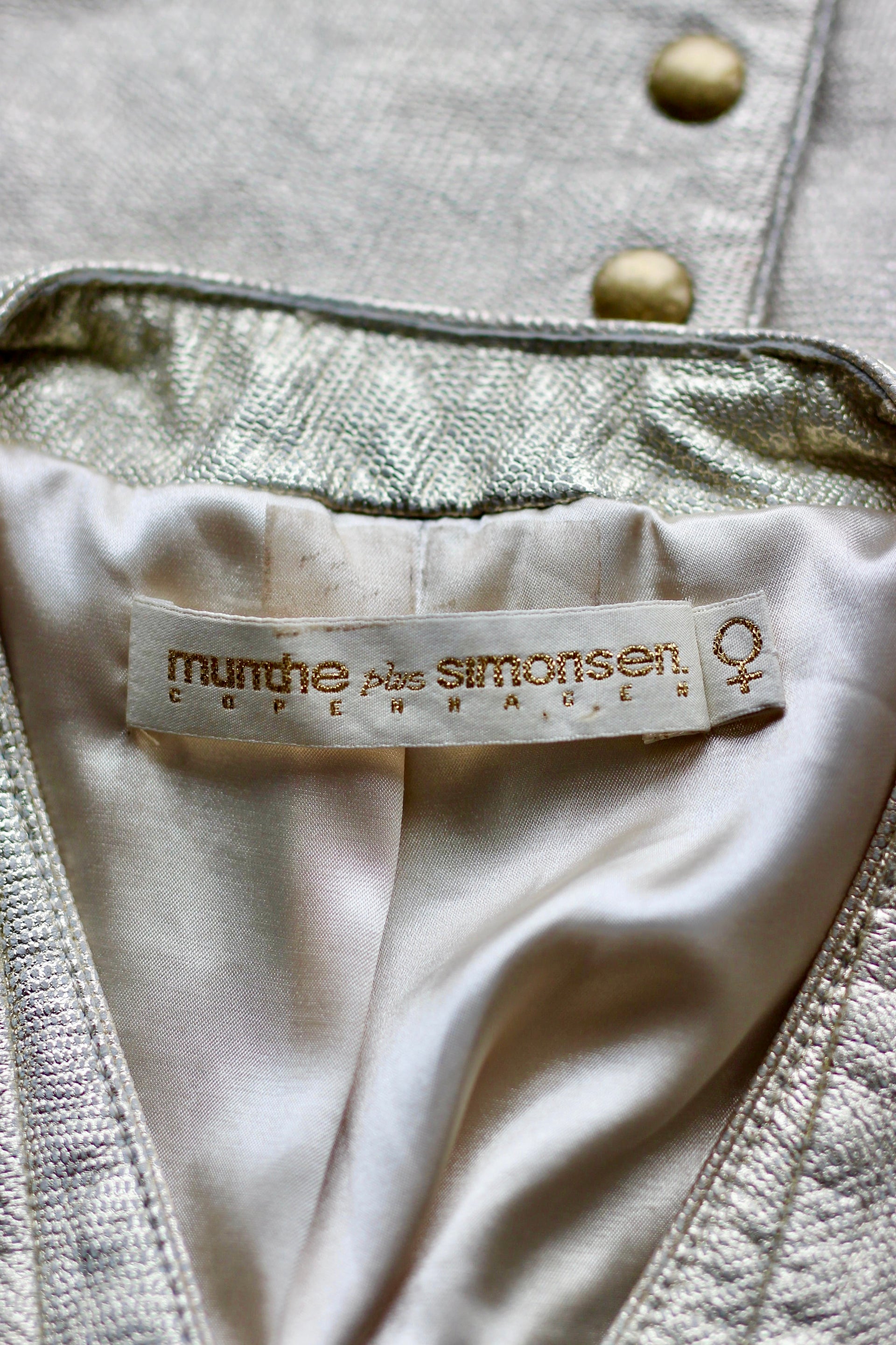 Y2K Vintage Silver Leather Crop Jacket//Danish Design//Size M