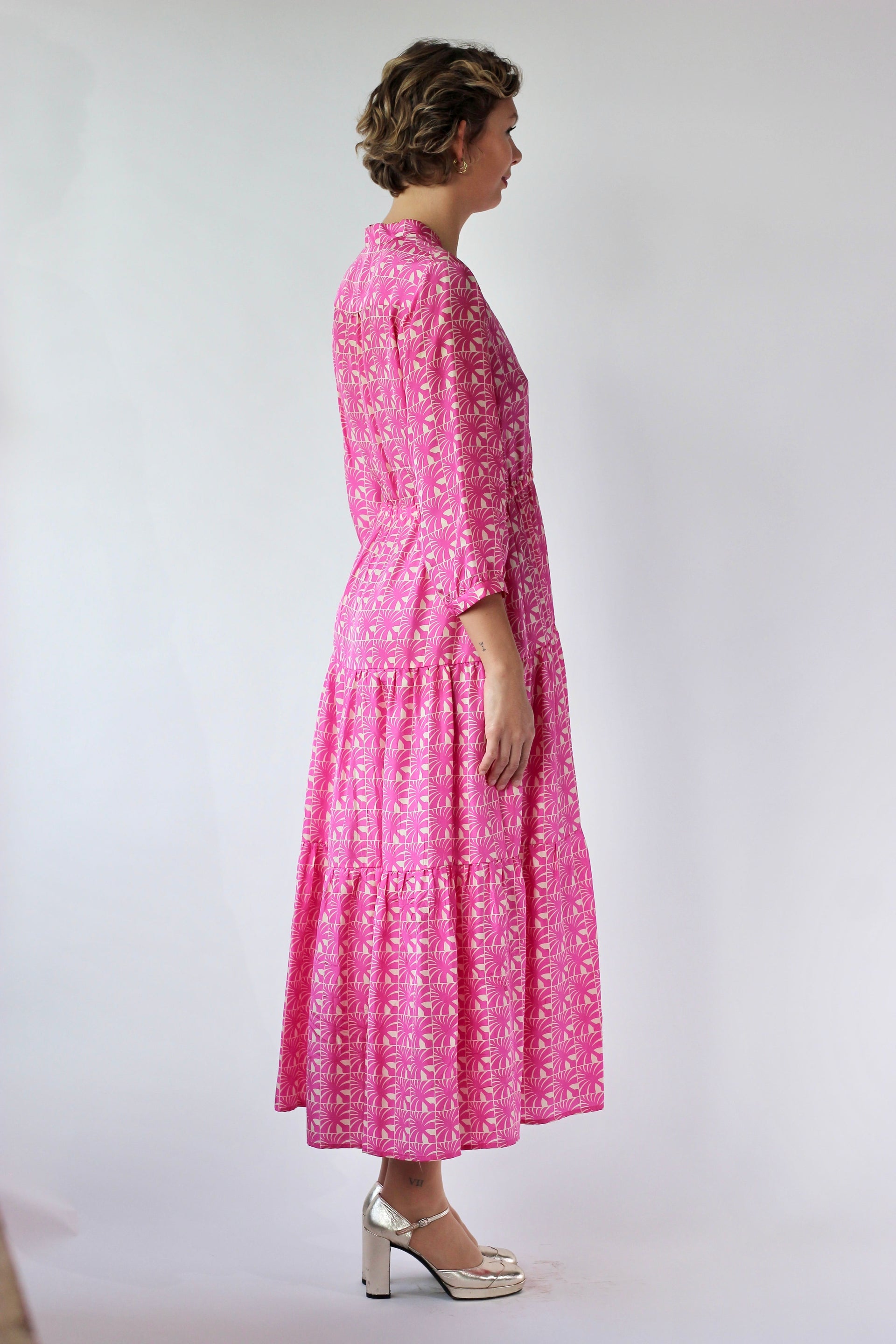 Vintage Pink Silk Dress//Danish Design//Size M