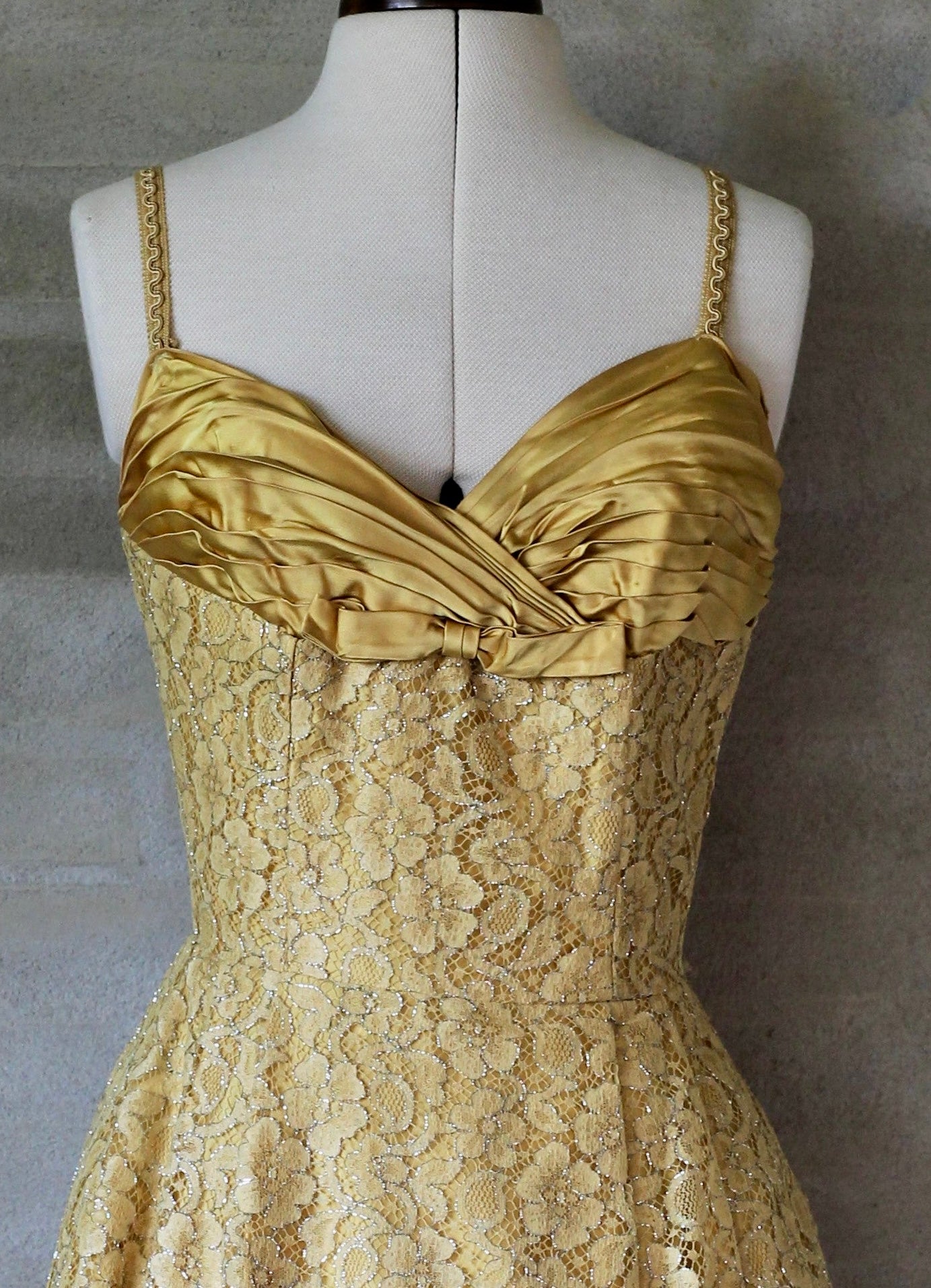 1950s Yellow Lace Dress
