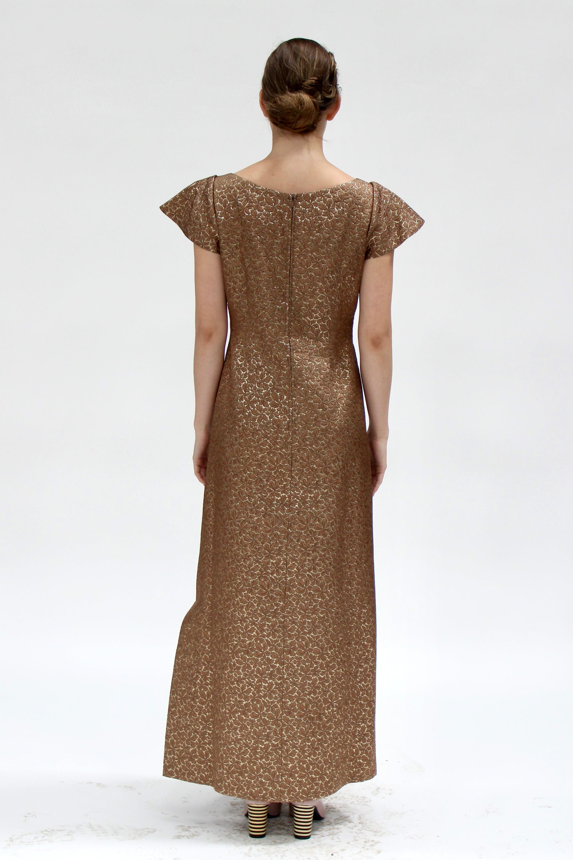 1960s Vintage Brocade Maxi Dress // Size S/M