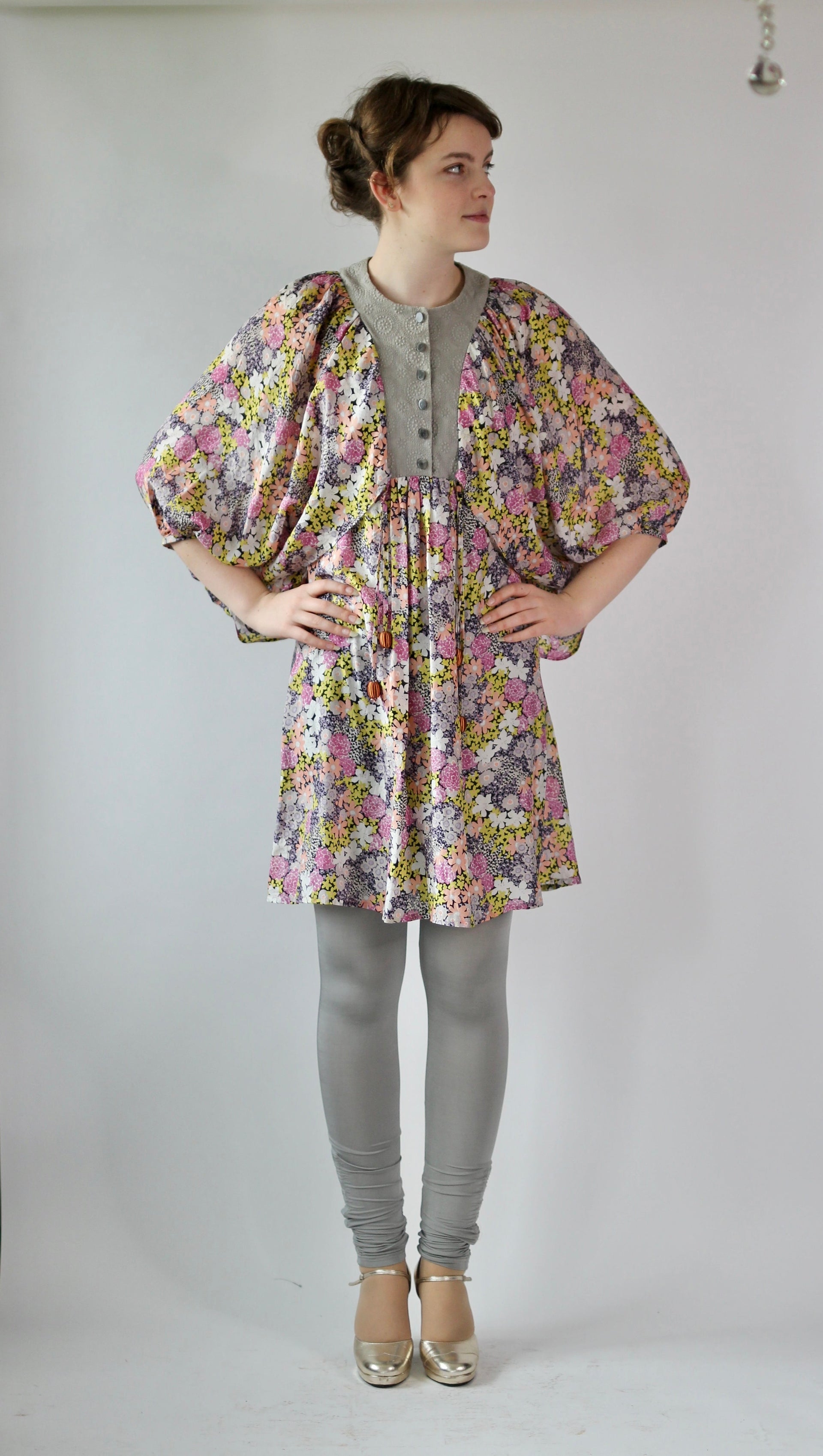 Y2K Flower Silk Dress//Danish Design//Size M