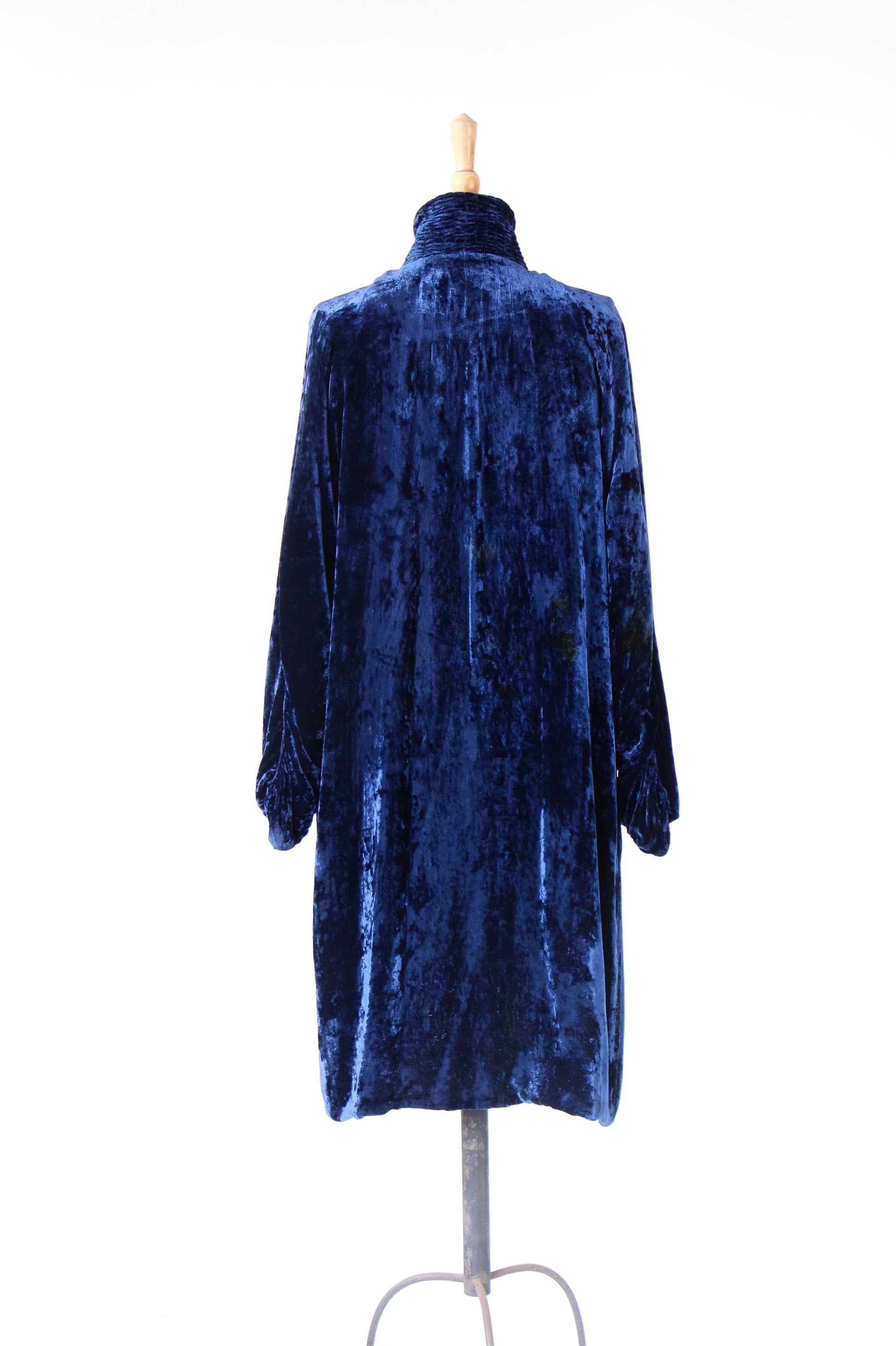 1920s 1930s Blue Silk Velvet Opera Coat//Size M