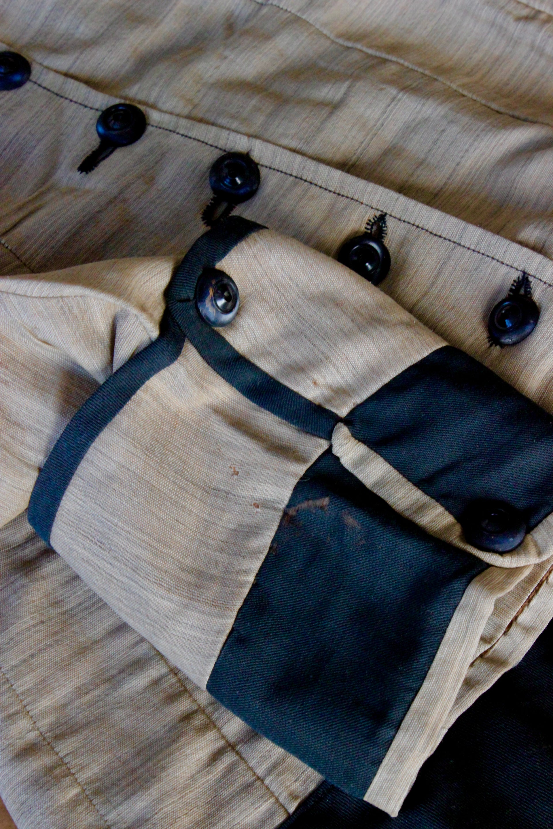 1879s Antique Victorian Beige Jacket with Black Collar and Cuffs Owned by Karin Strandberg, Sweden.