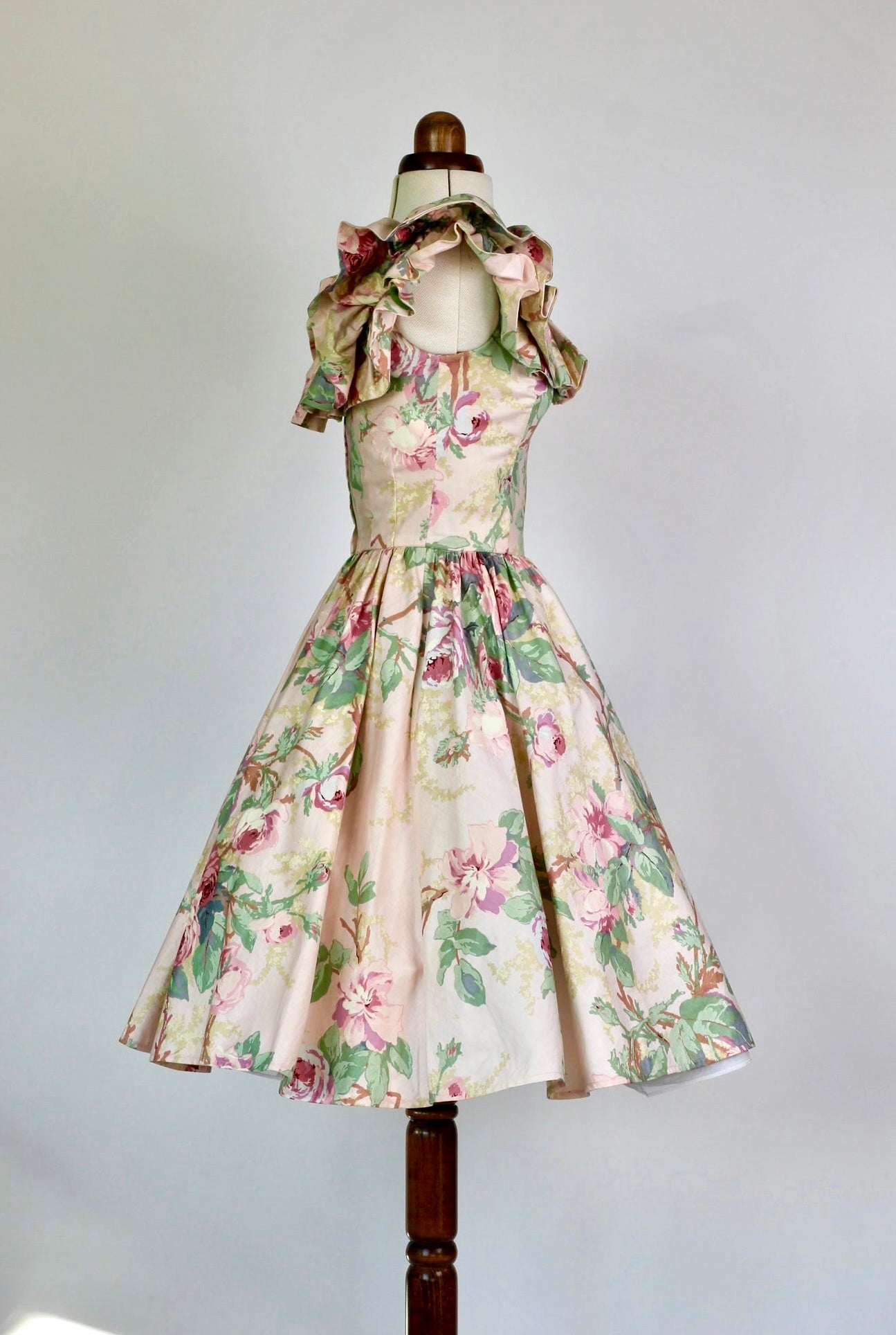 1980s Vintage Sleeveless Floral Dress//Corsage Top//Size S