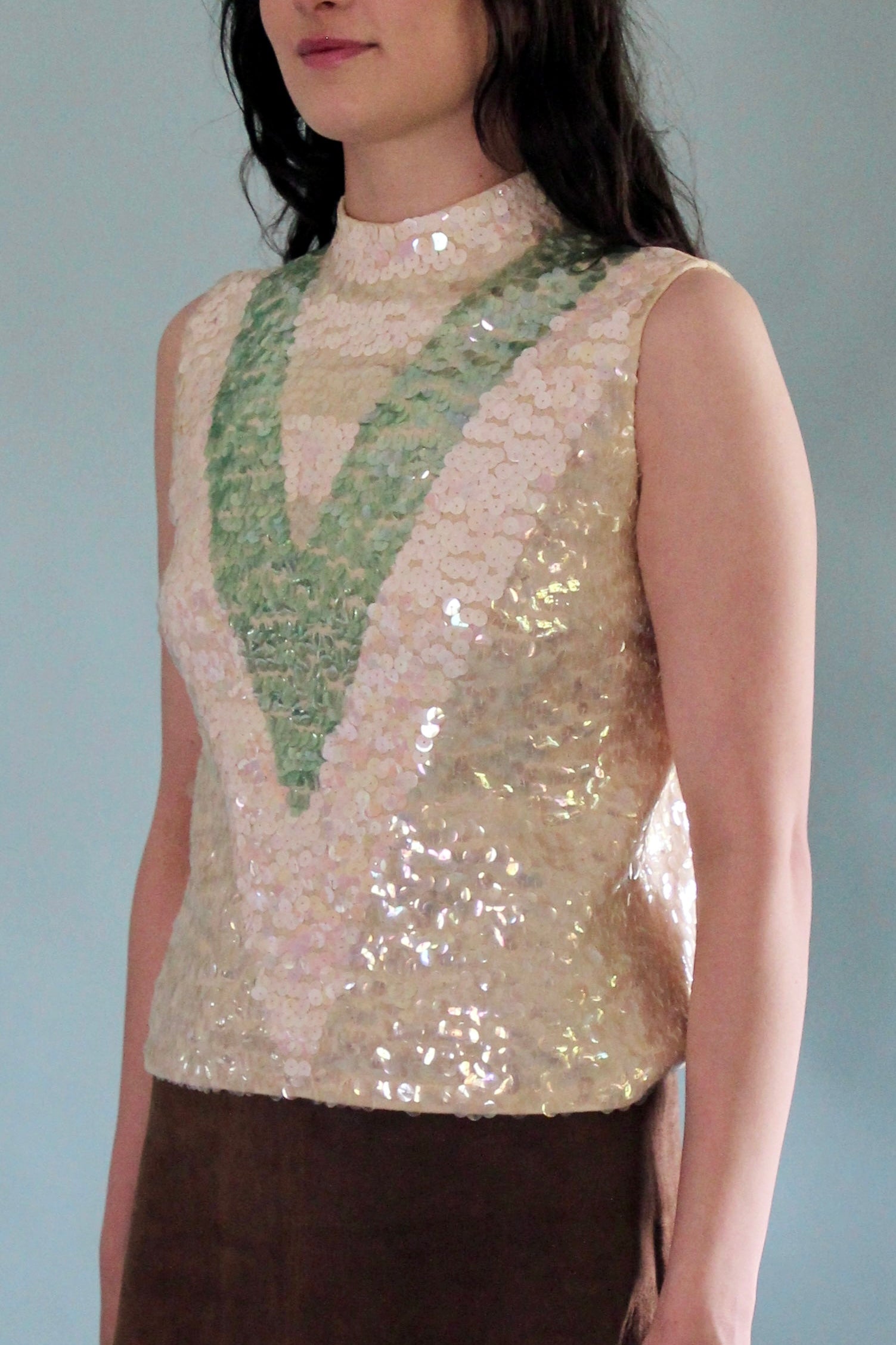 Magasin 1960s Vintage Sequin Wool Top/Blouse // Size S/M