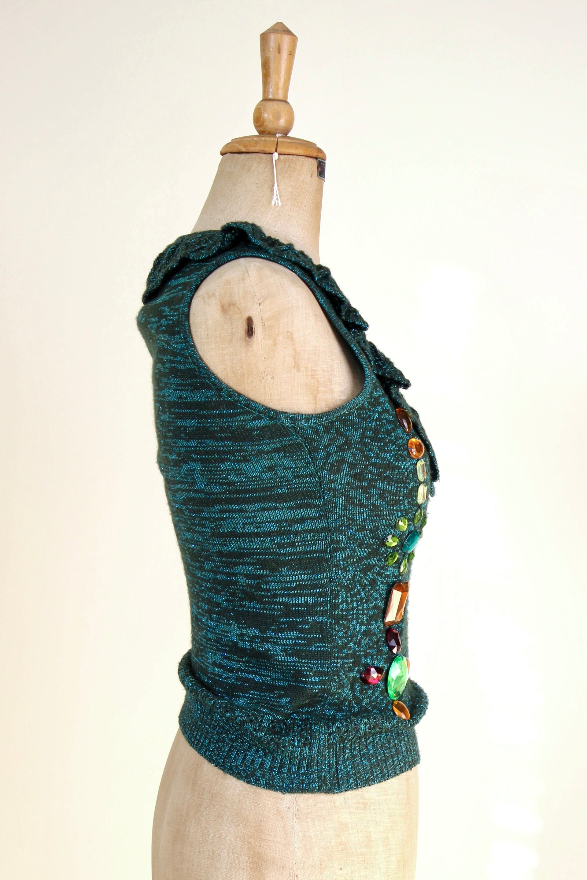 Vintage Green Knit Top // Size S