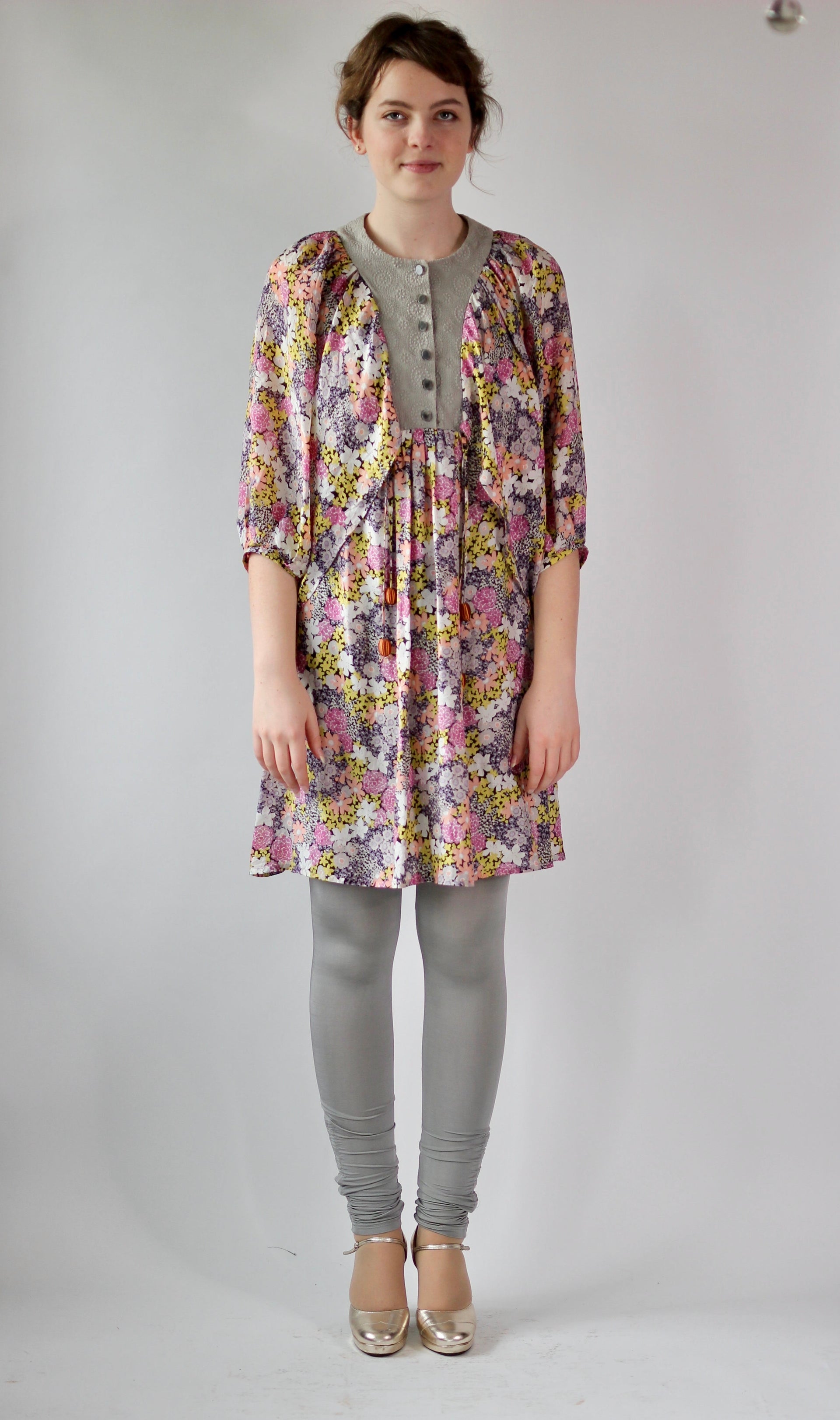 Y2K Flower Silk Dress//Danish Design//Size M