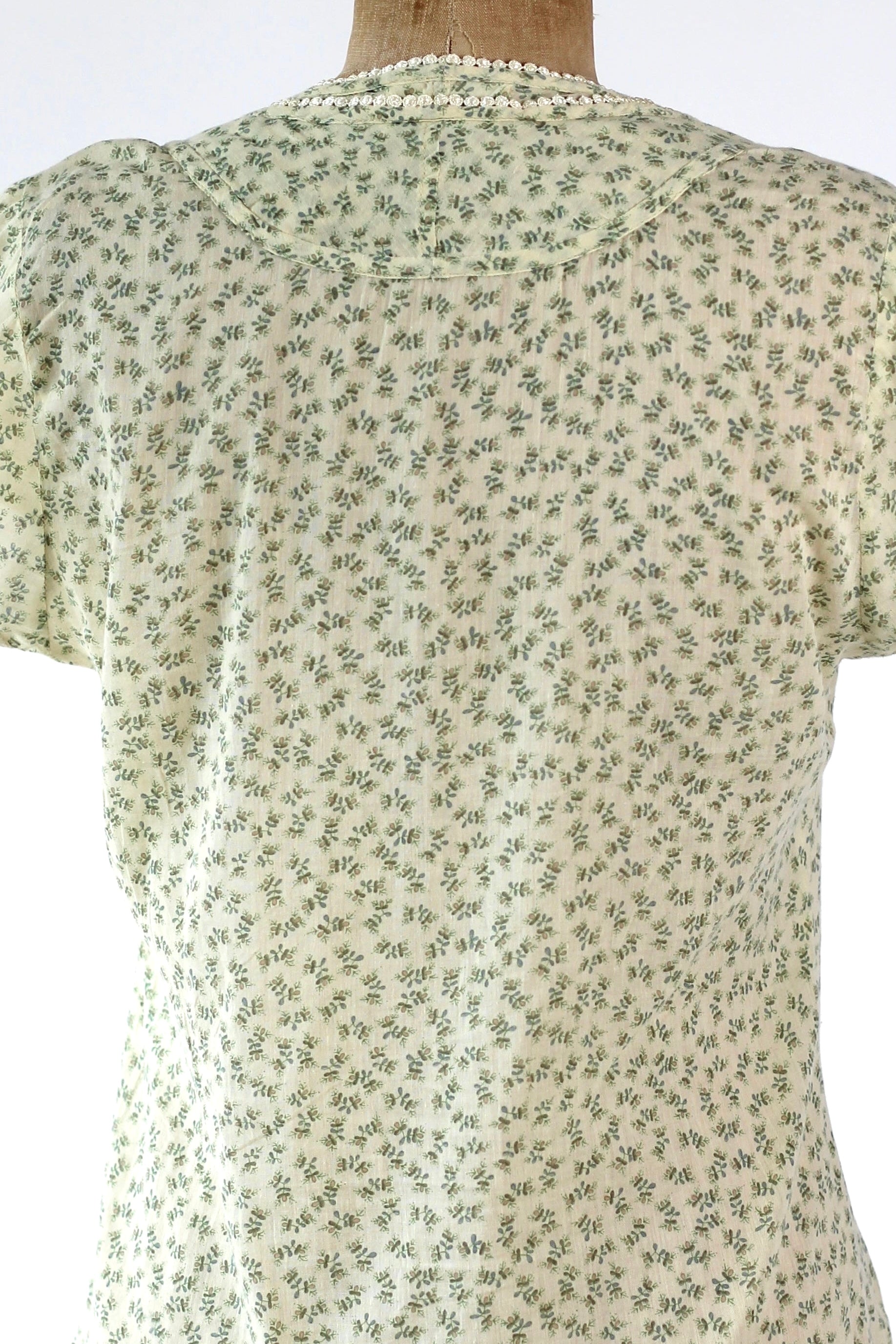 Y2K Vintage Light Yellow Floral Cotton Blouse//Danish Design//Size S/M