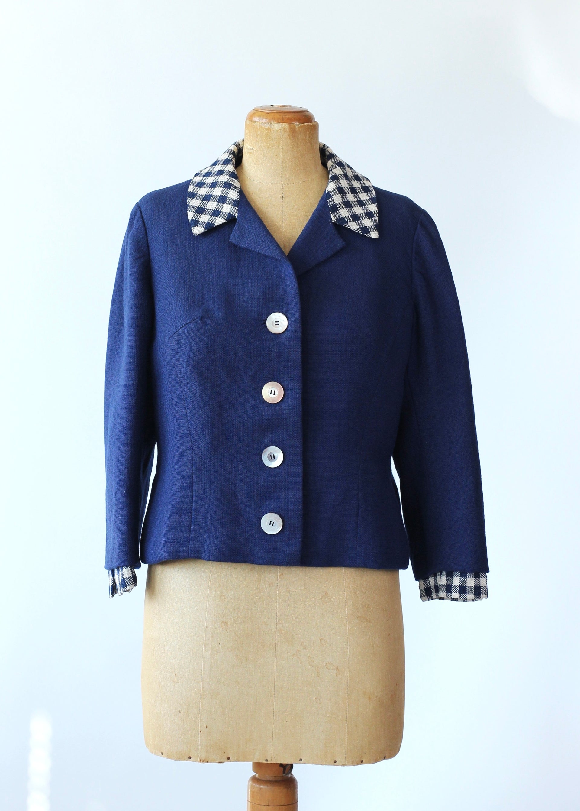 1950s Blue Short Couturier Blazer/Jacket//Size M