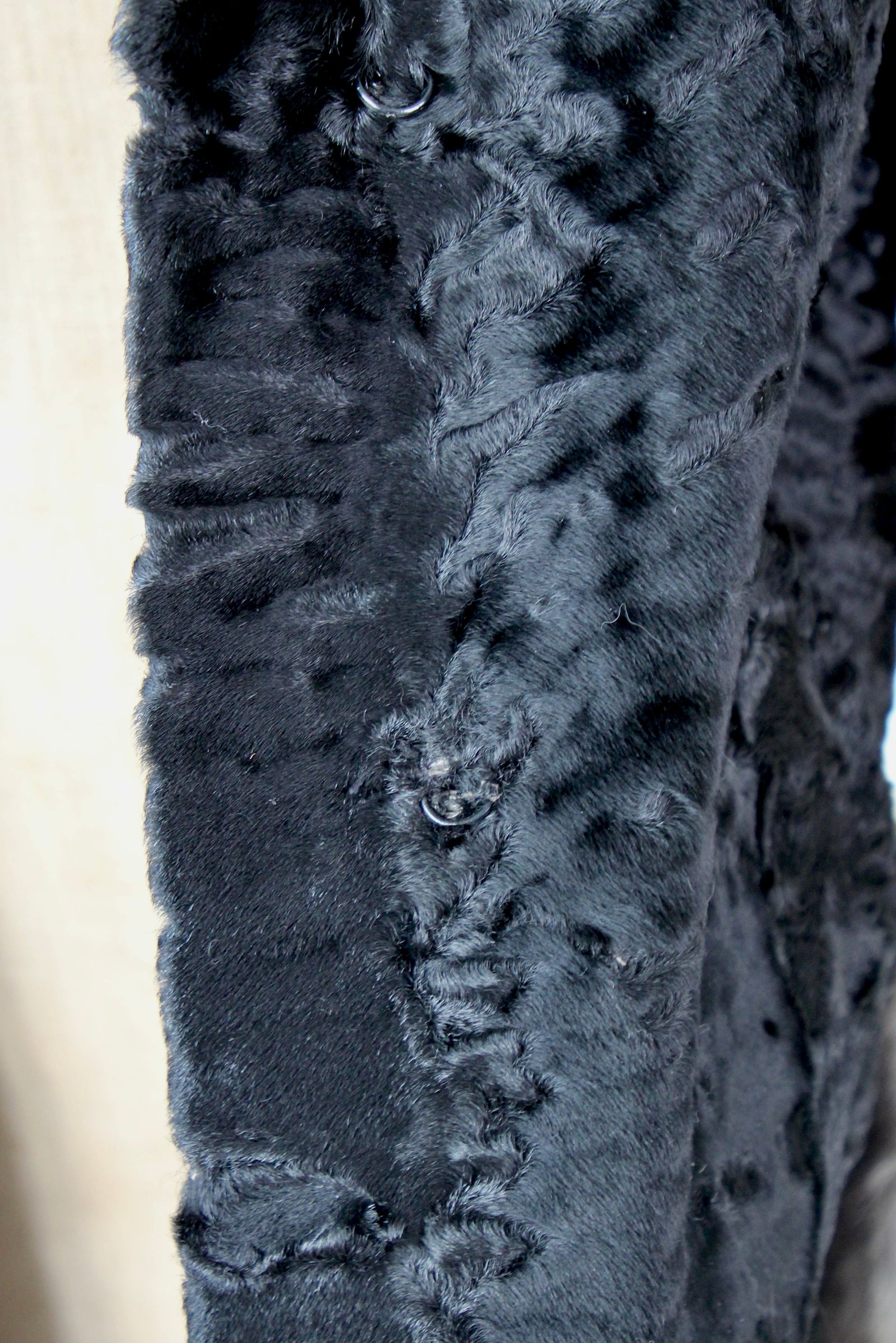 1950s Vintage Black Lamb Fur Coat // Size L/XL