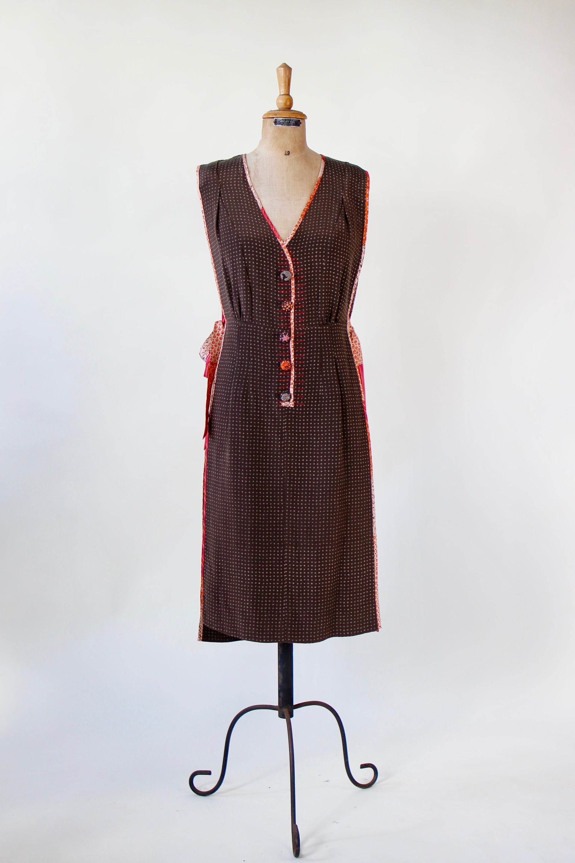 Y2K Vintage Brown Open Silk Dress//Danish Design//Size M
