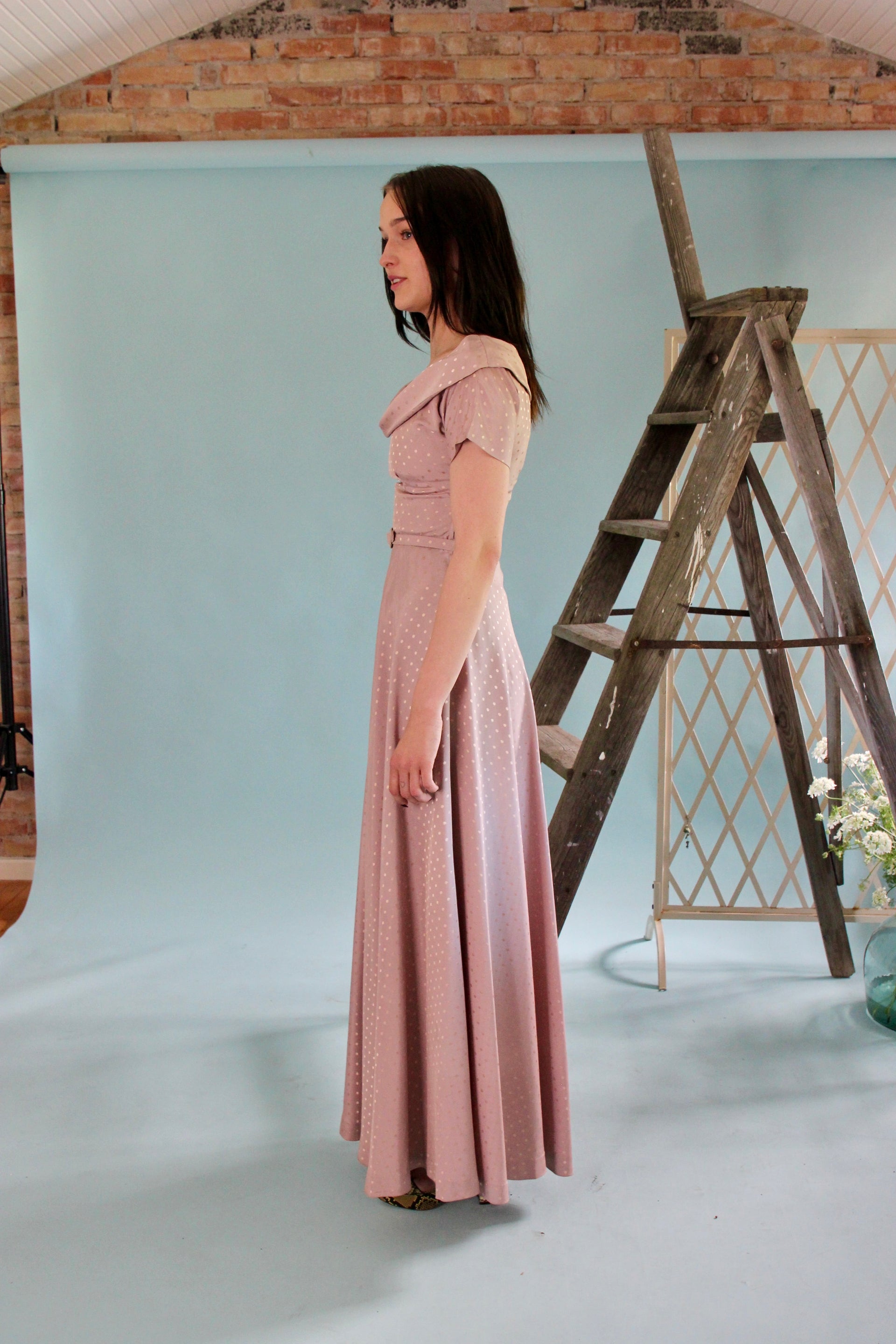1940s Pale Pink Evening Gown//Size XS