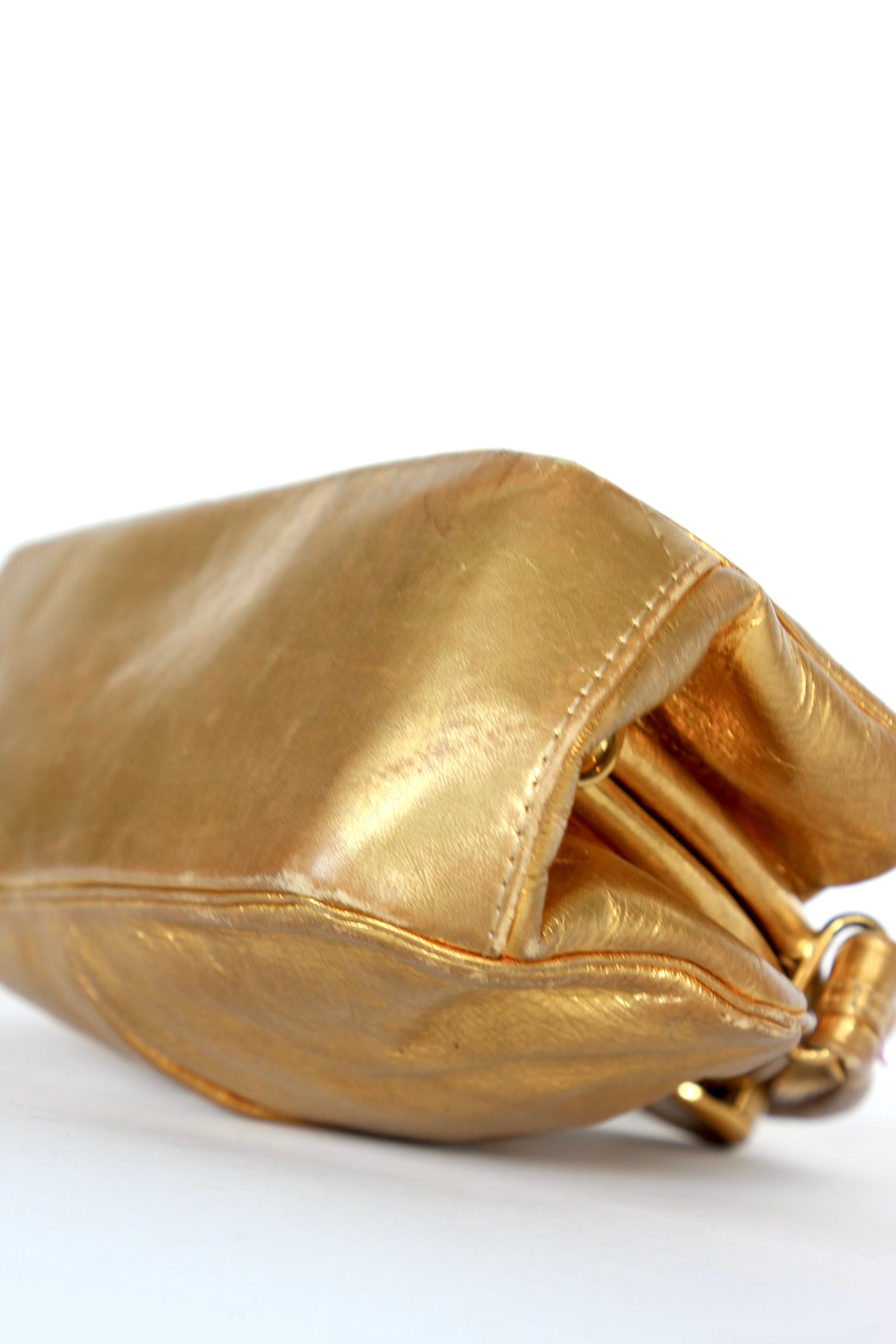 1950s 1960s Vintage Golden Leather Top handle Bag/Purse