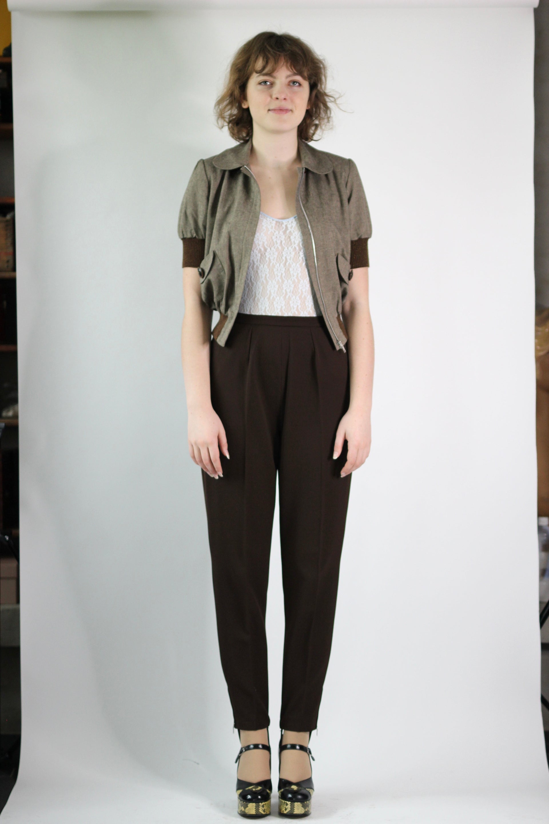 Vintage Short Sleeved Crop Jacket // Danish Design / /Size S