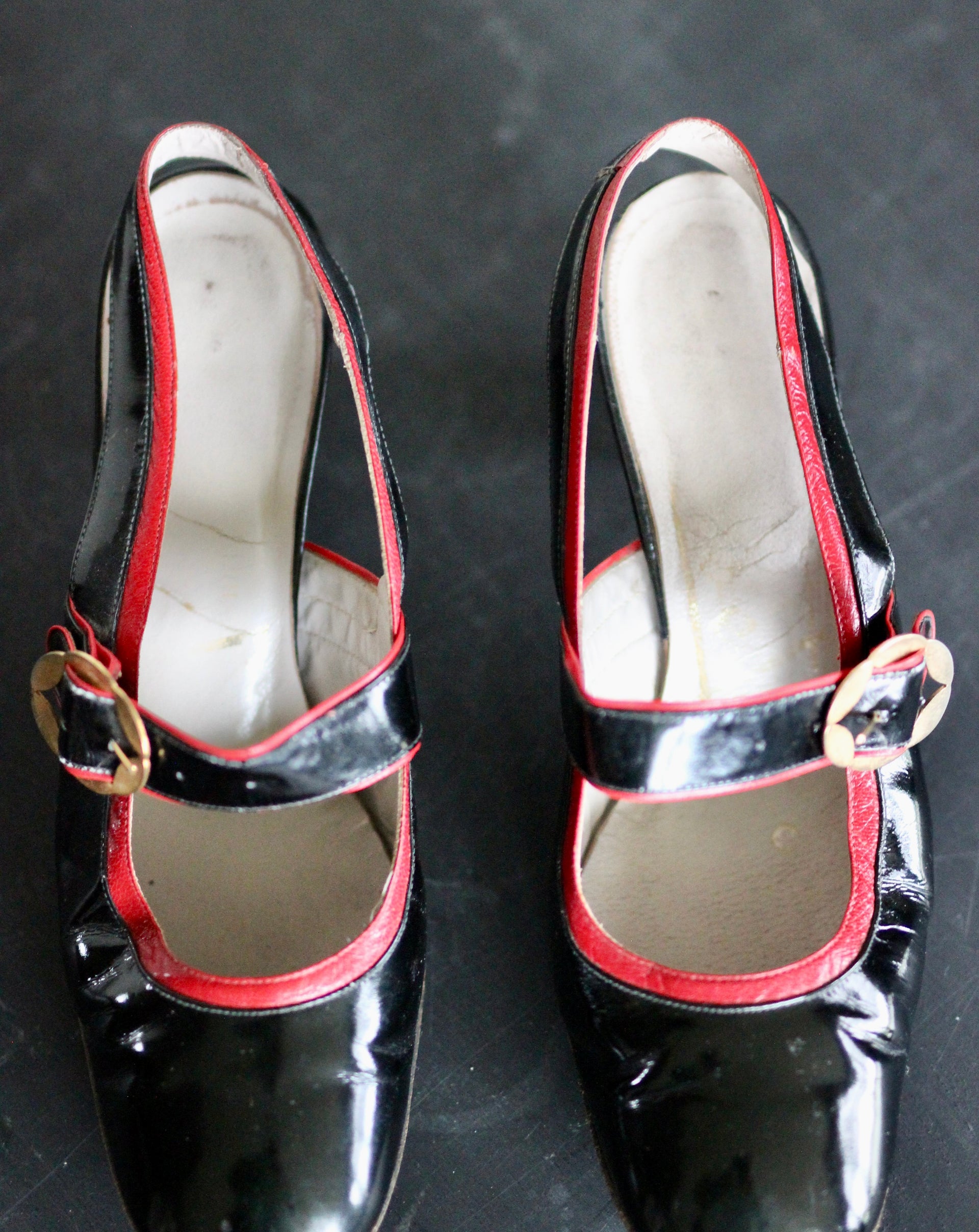 1960s Black Leather Shoes//Size EU 38 US 7 UK 5