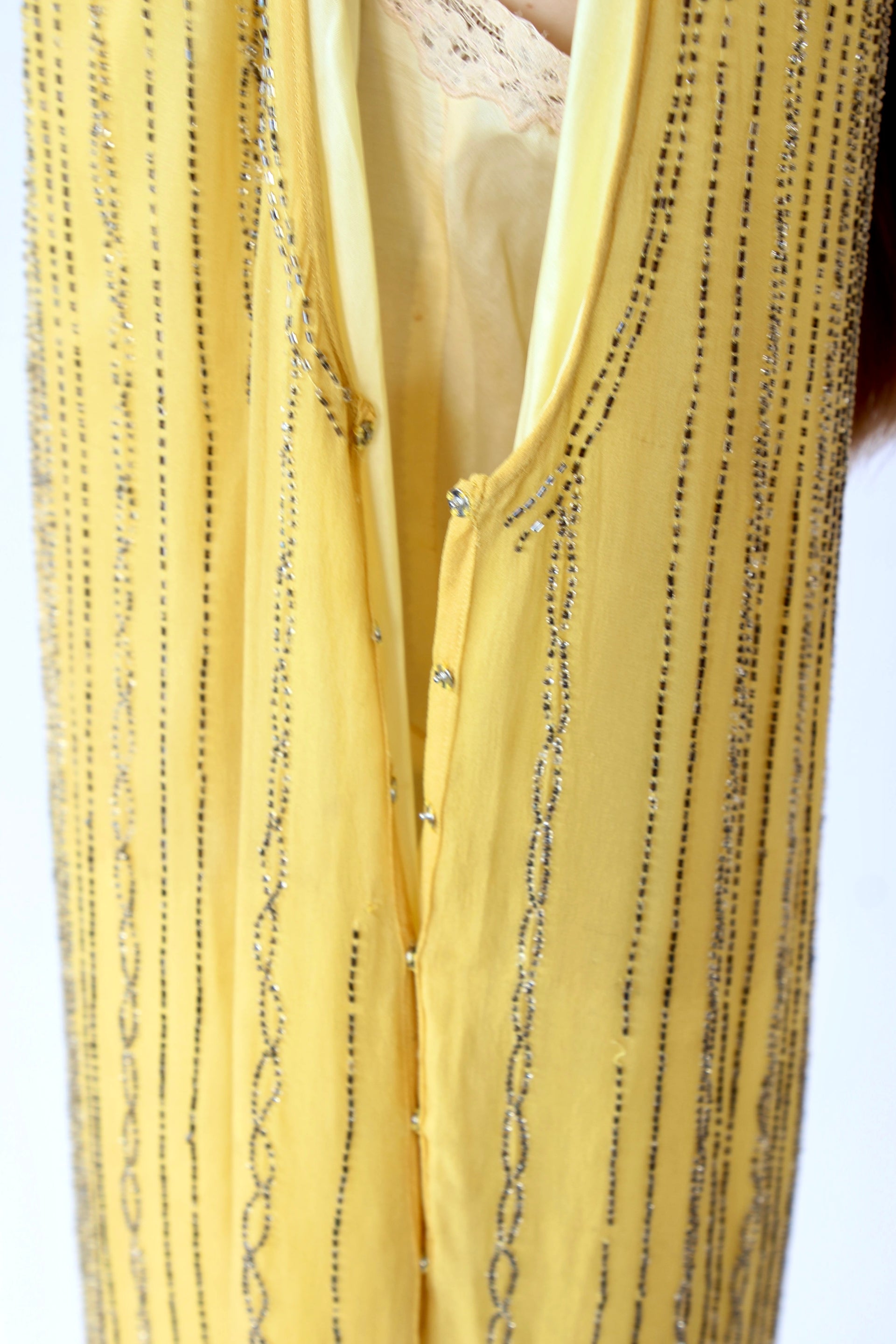 1920s Vintage Yellow Silk flapper Dress // Size S/M