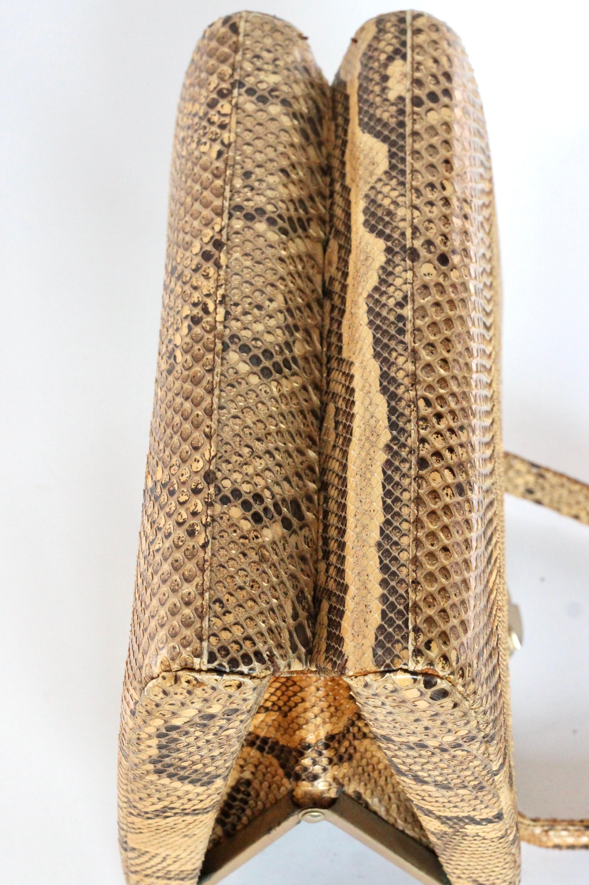 1950s Brown Snakeskin/Leather Top Handle Bag
