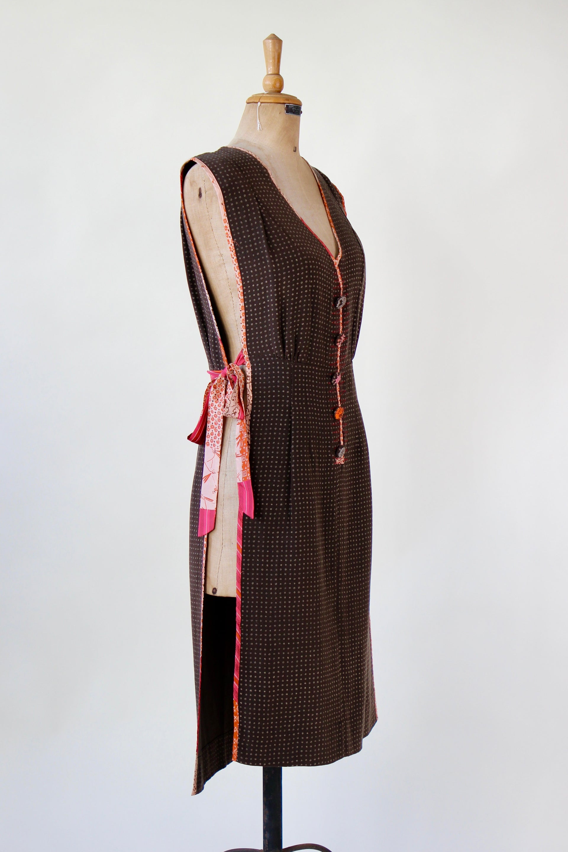 Y2K Vintage Brown Open Silk Dress//Danish Design//Size M