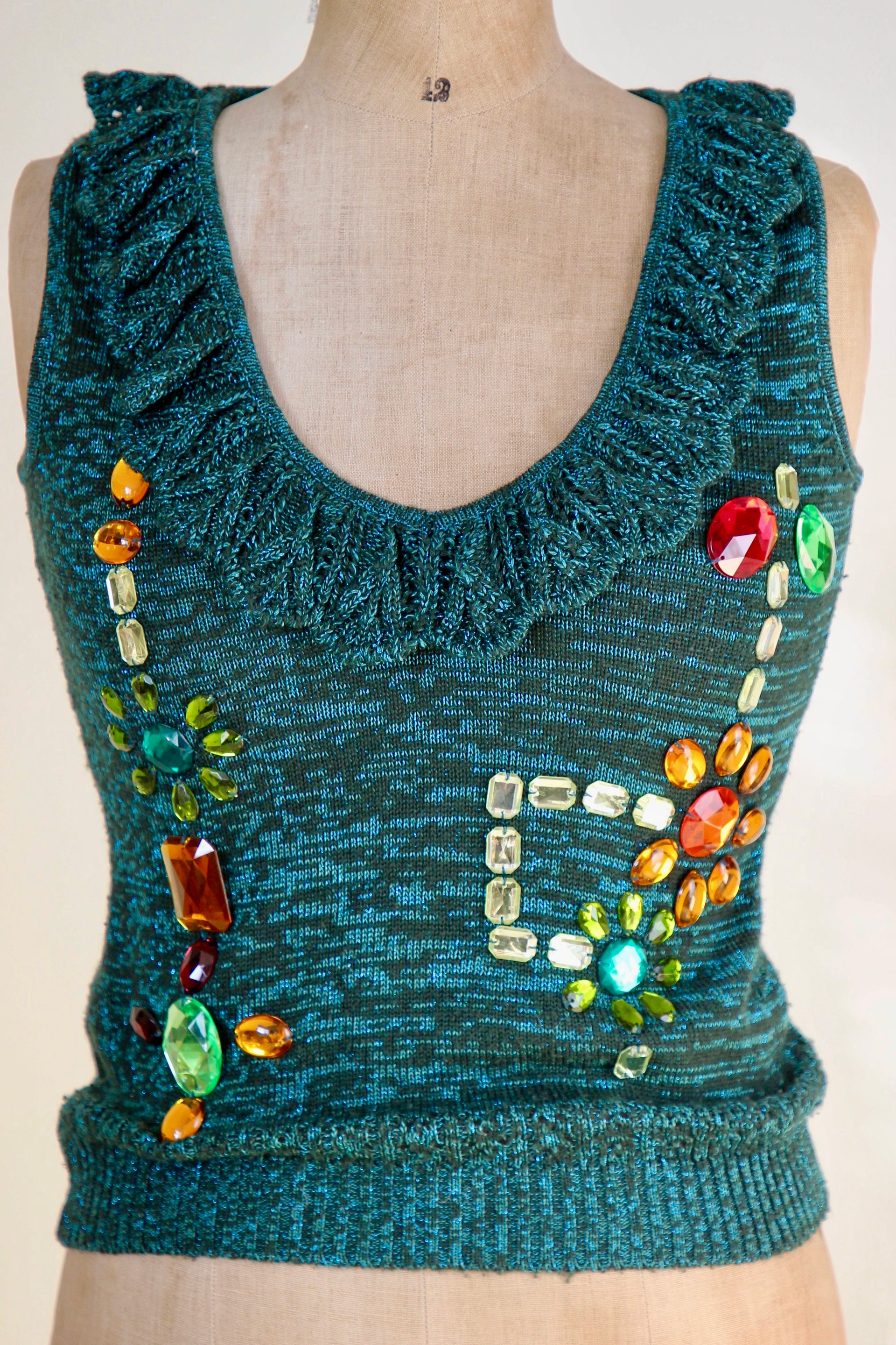 Vintage Green Knit Top // Size S