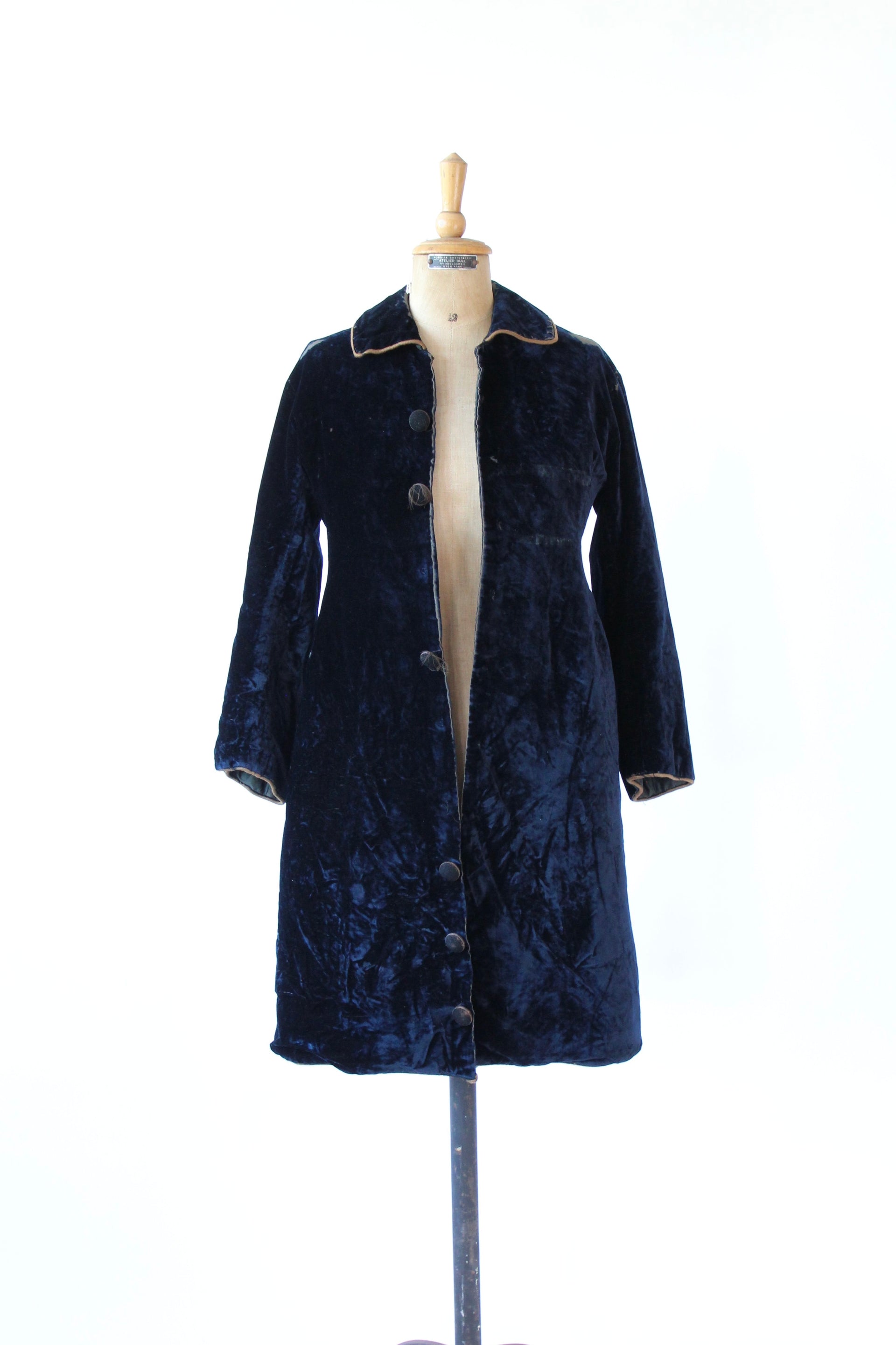 Antique Blue Velvet Coat // Size XS/S