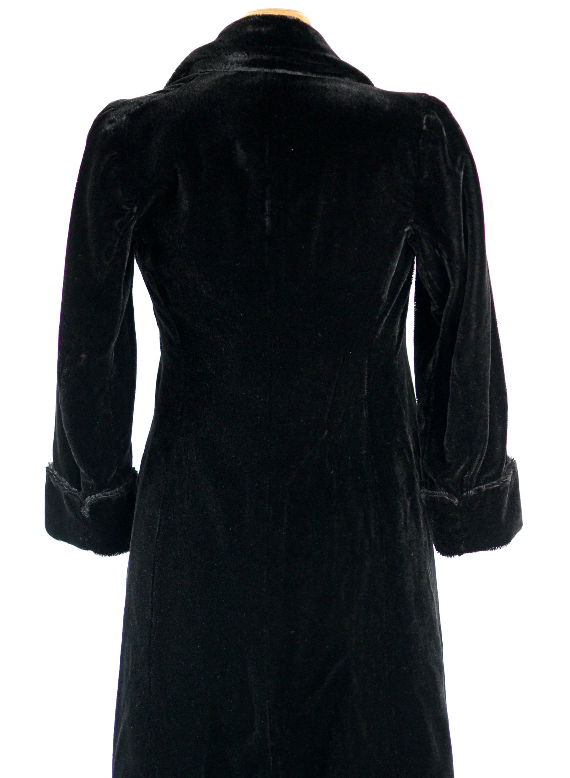 1920s Black Faux Fur Coat//Size M