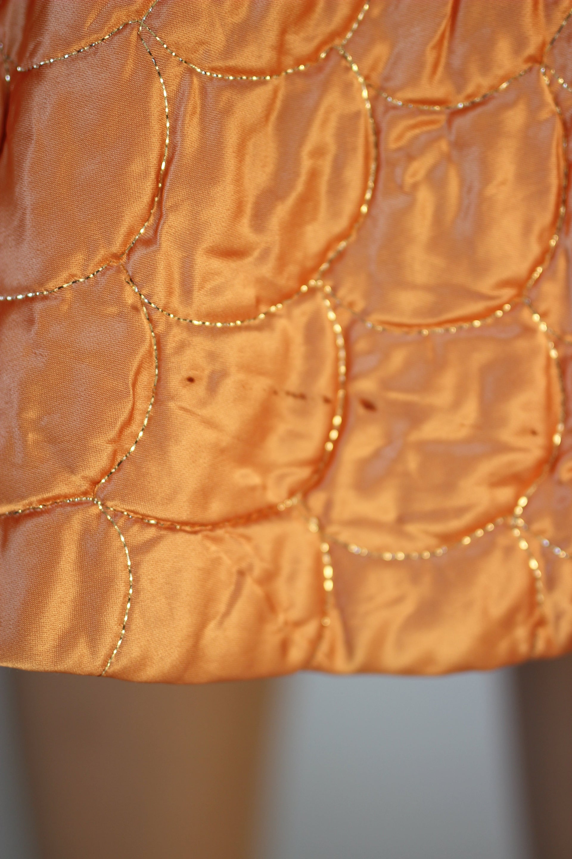 1950s Vintage Copper Quilted Circle Skirt//Size S