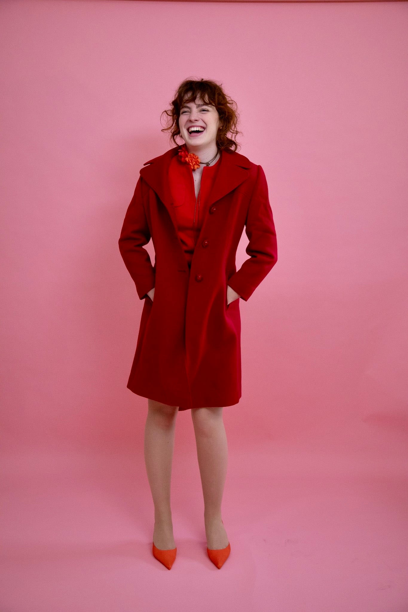1970s Vintage Dark Red Mod Wool Coat // Size M/L