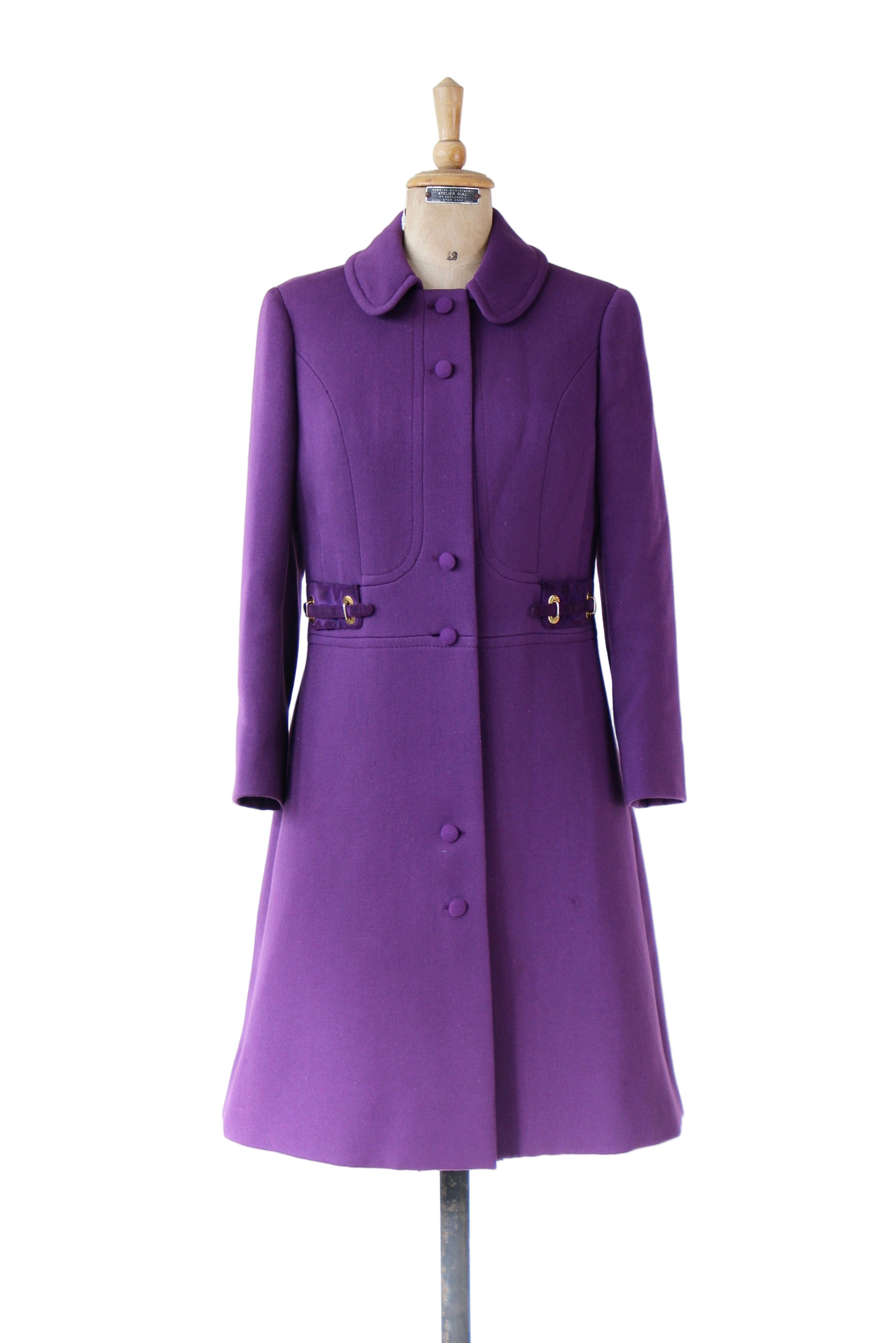 1960s Vintage Purple Mod Wool Coat // Size M
