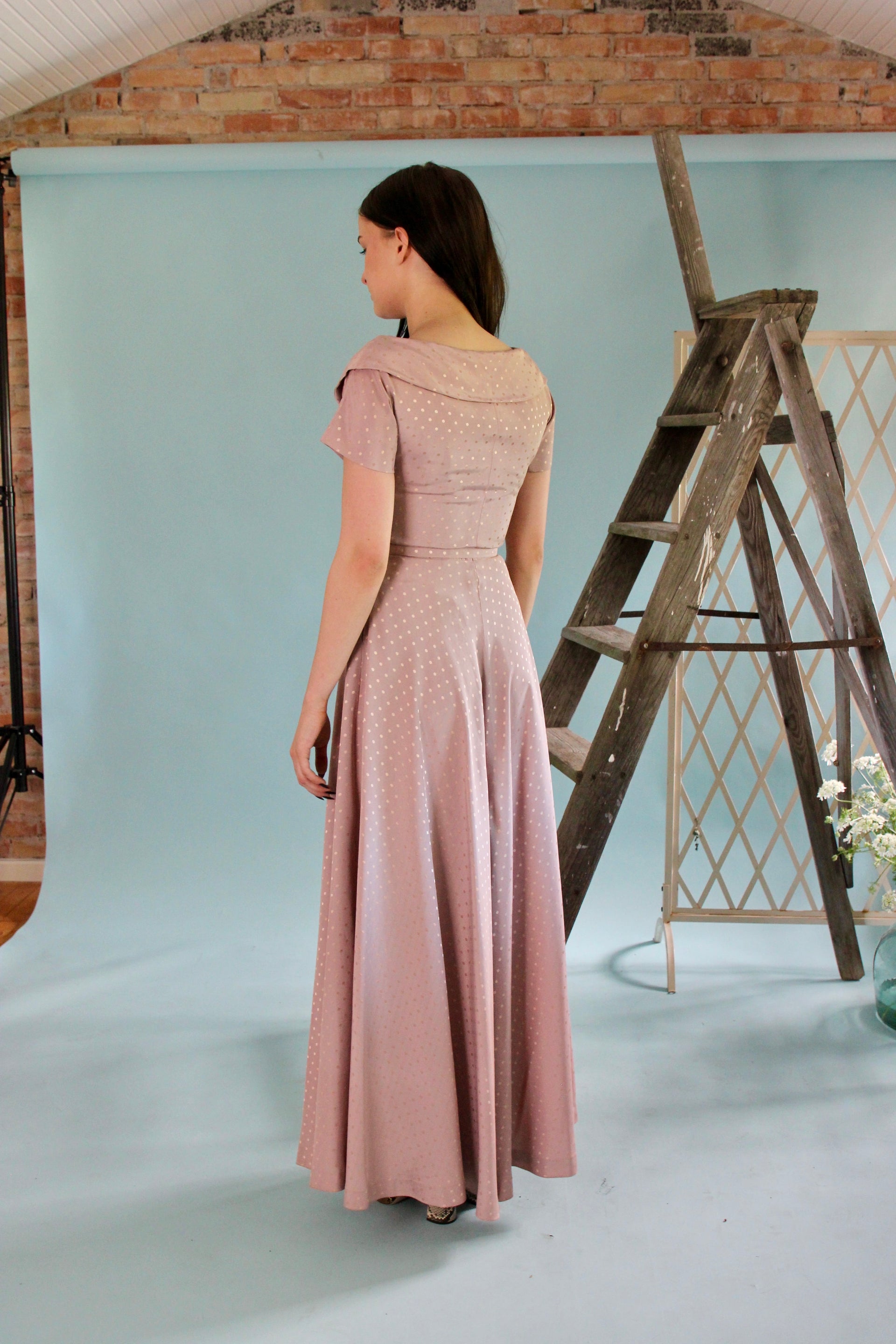1940s Pale Pink Evening Gown//Size XS
