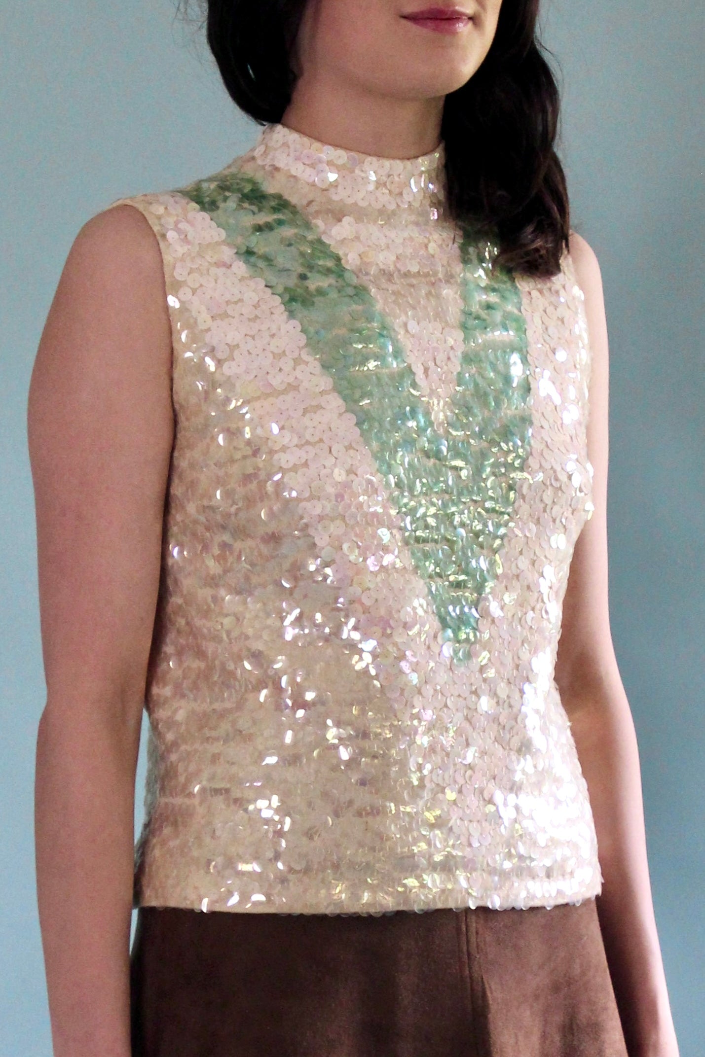 Magasin 1960s Vintage Sequin Wool Top/Blouse // Size S/M