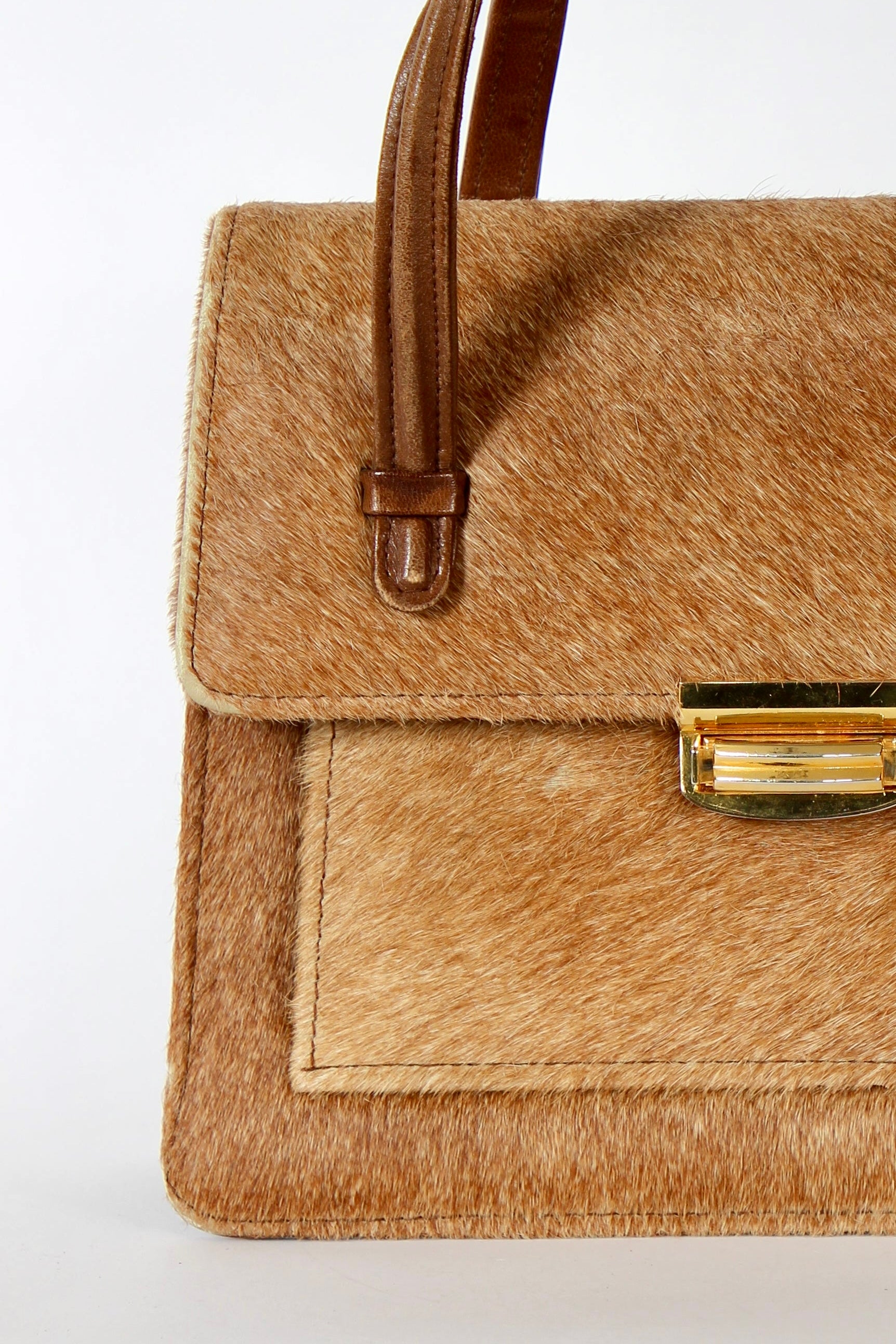 1950s Vintage Fur Top Handle Bag