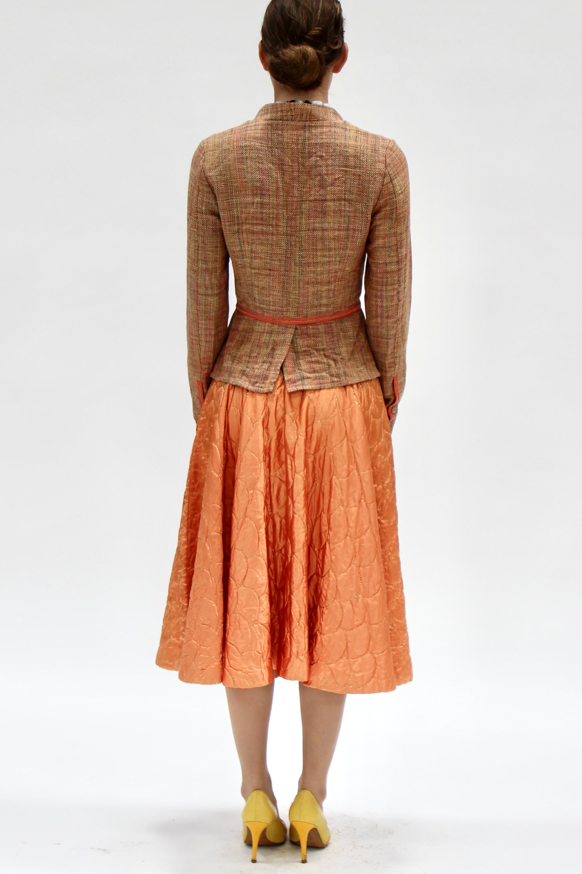 1950s Vintage Copper Quilted Circle Skirt//Size S
