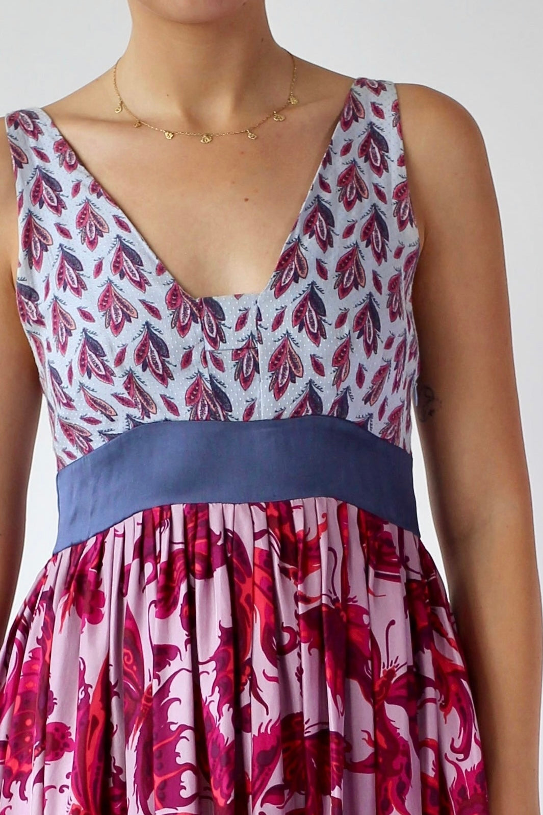 Y2K Purple Silk Maxi Silk Dress//Butterfly Print//Danish Design//Size L/XL