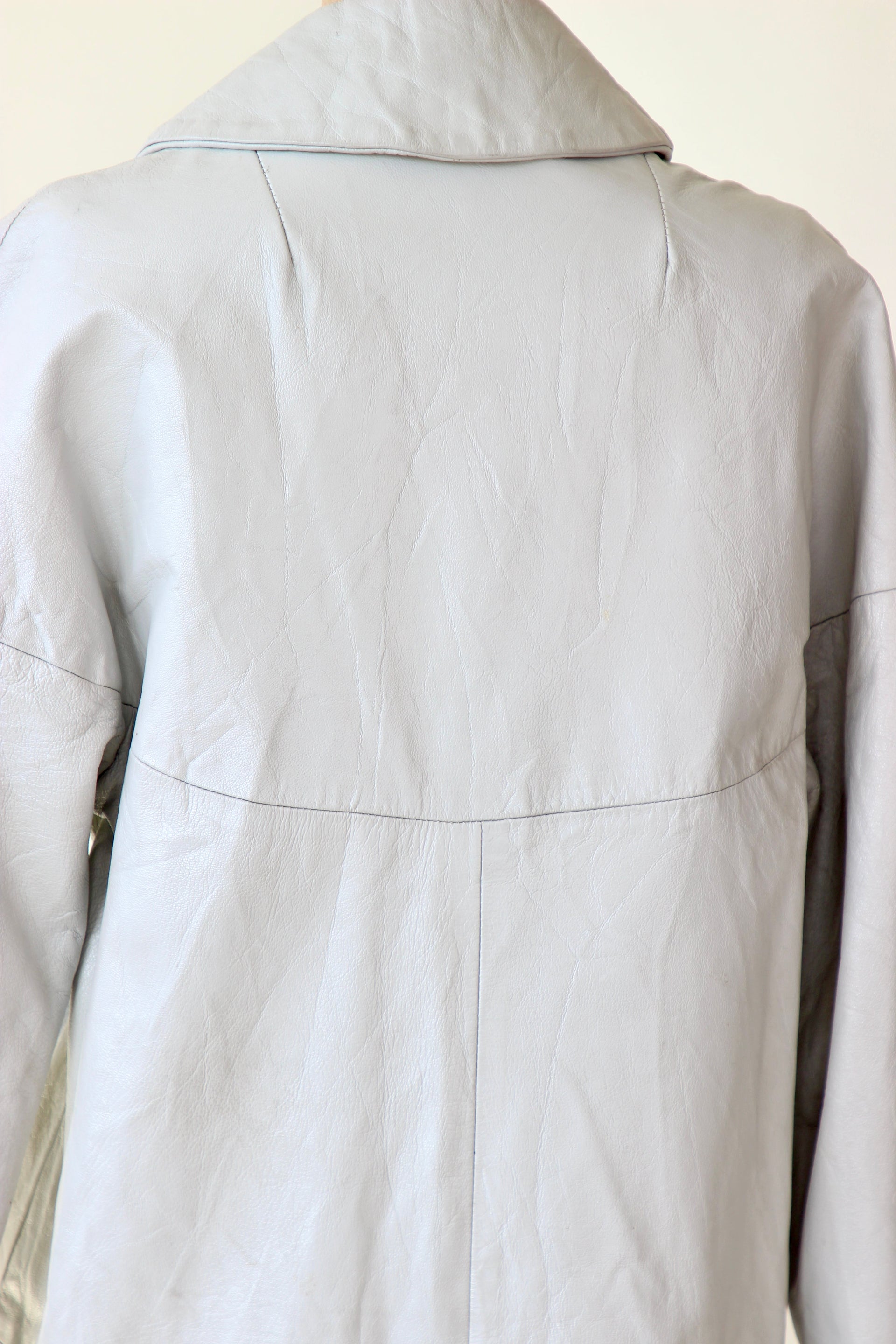 1950s Vintage Light Grey Leather Swing Coat // Size M/L