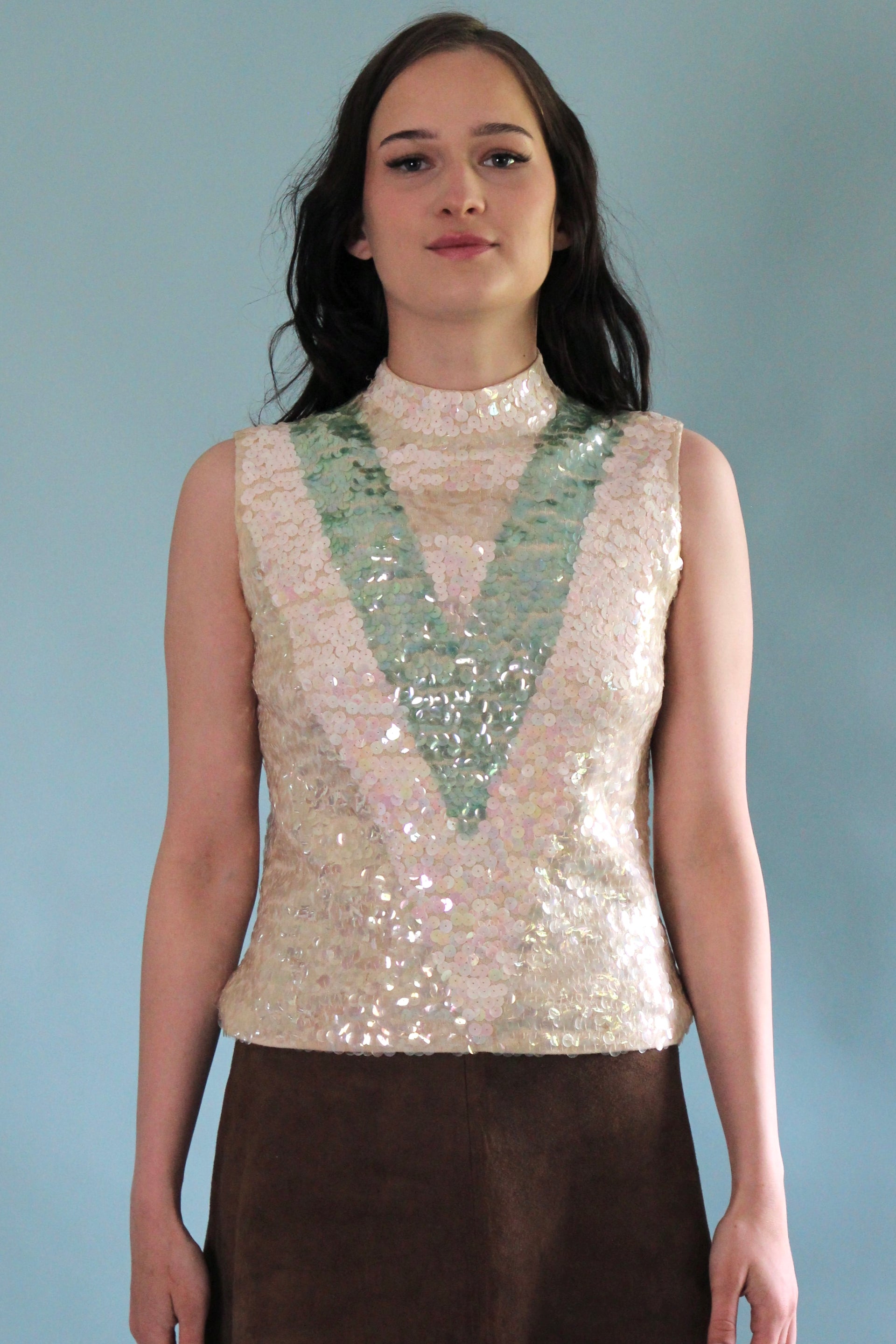 Magasin 1960s Vintage Sequin Wool Top/Blouse // Size S/M