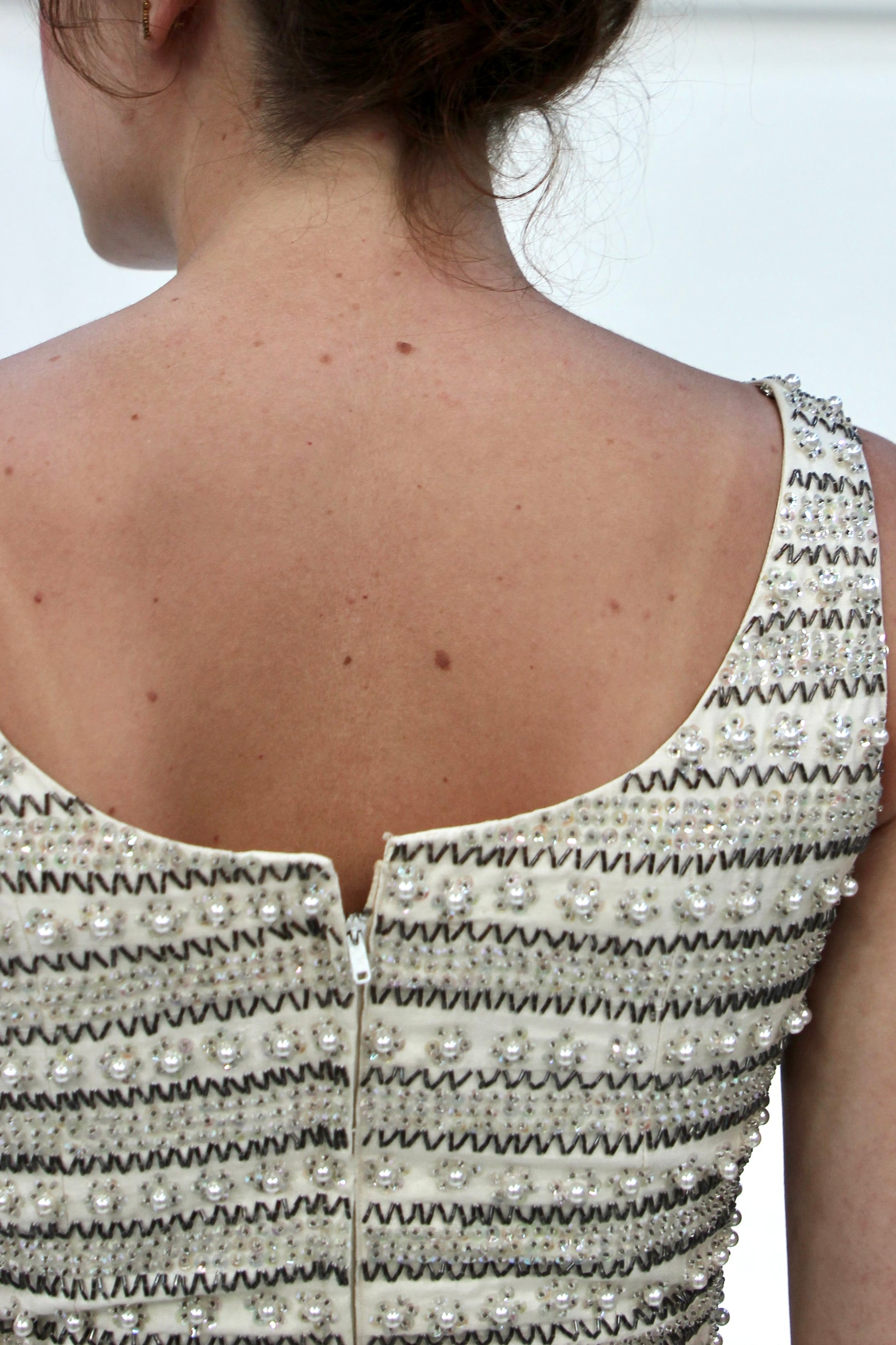 1950s Vintage Raw Silk Beaded Top // Size S