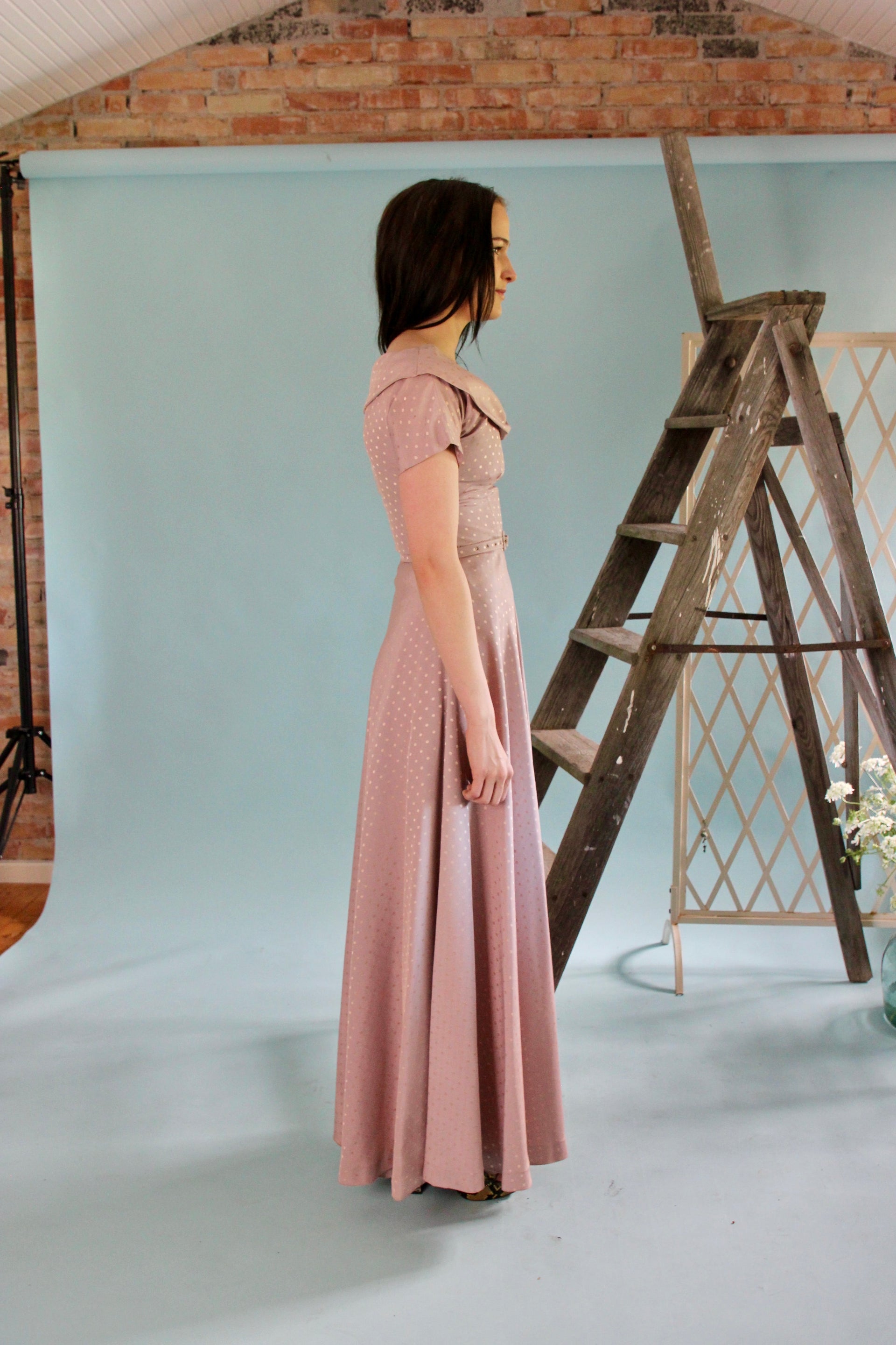 1940s Pale Pink Evening Gown//Size XS