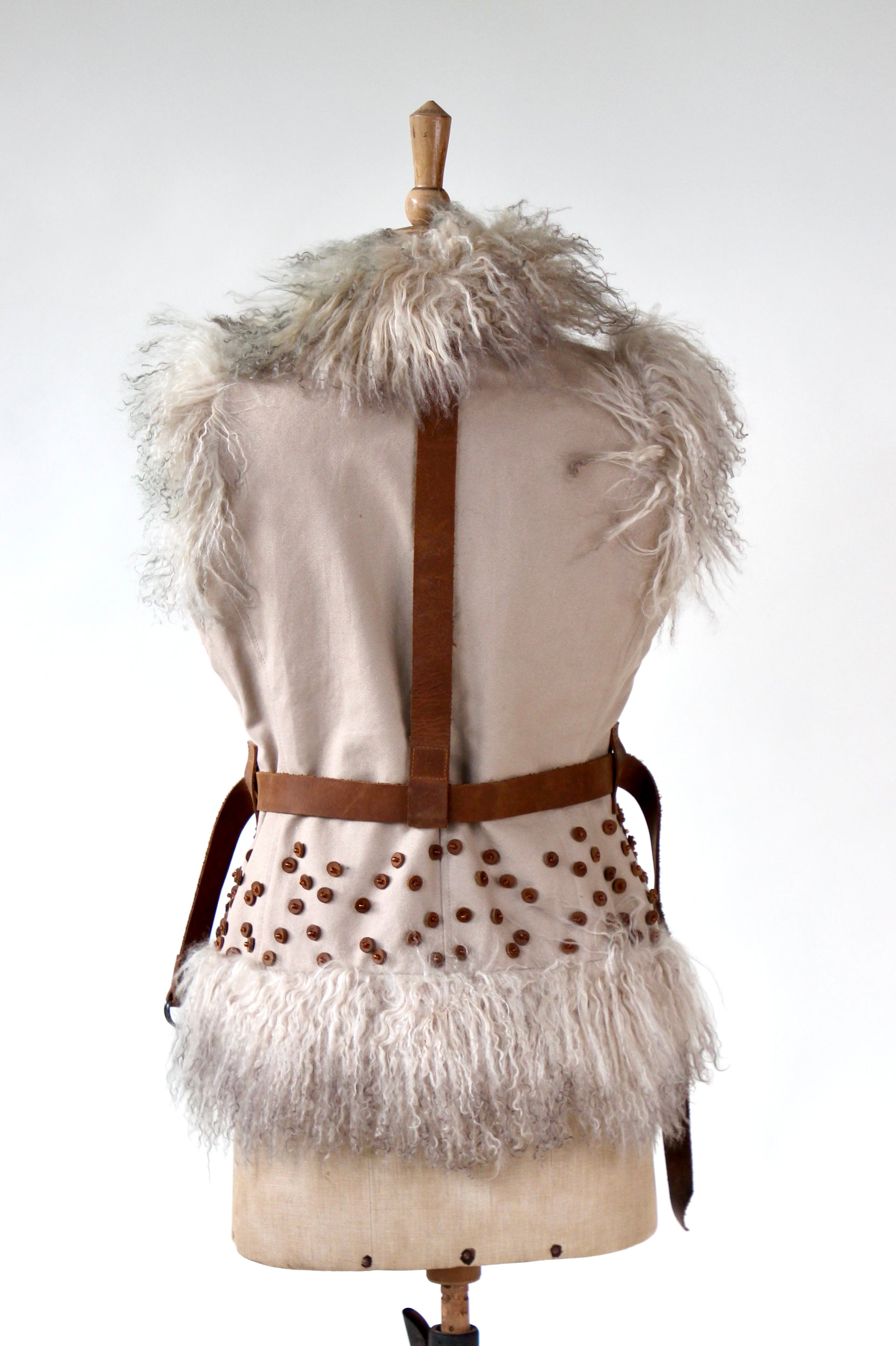 Vintage Vest with Mongolian Lamb Fur // Size S