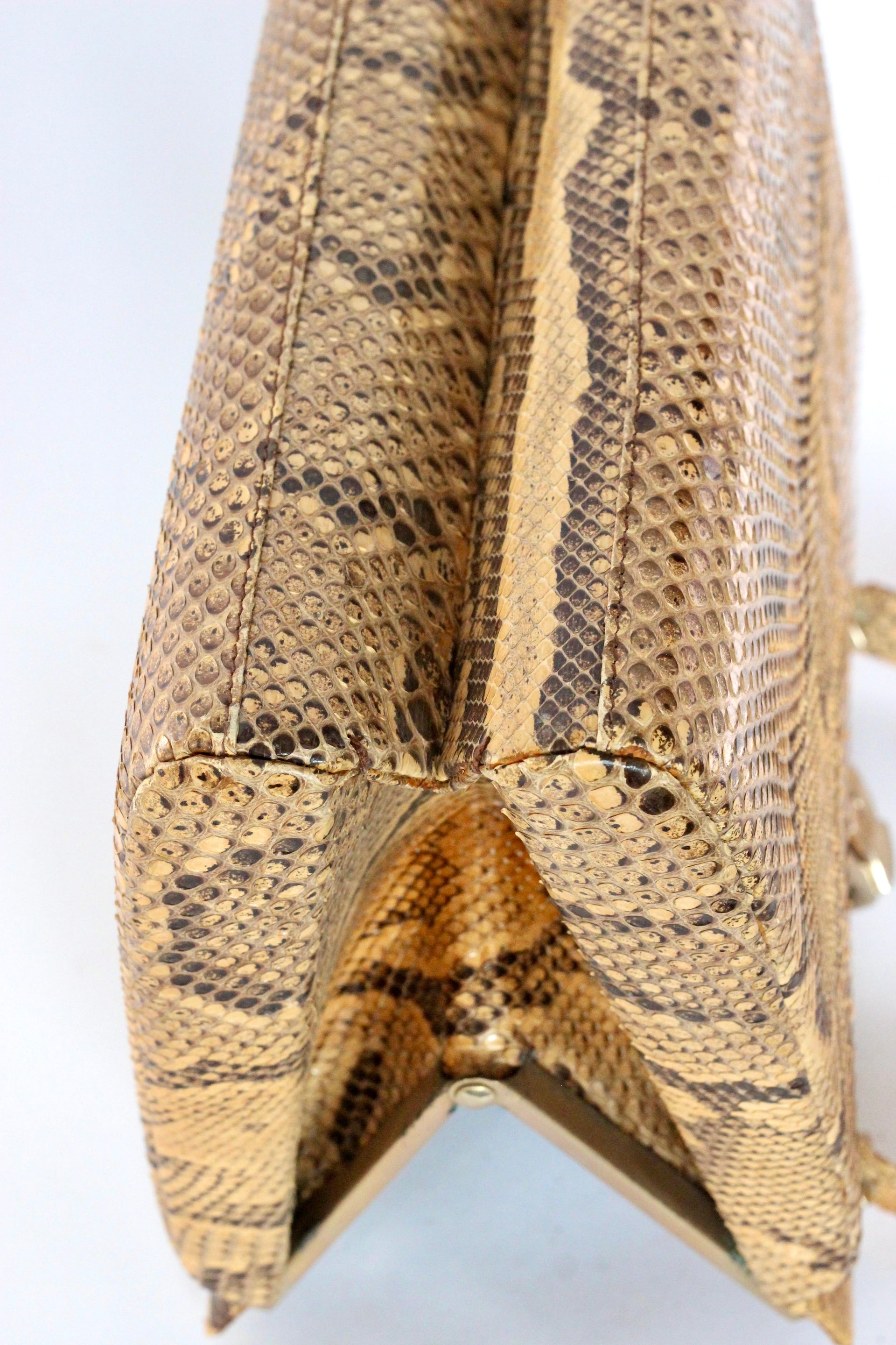 1950s Brown Snakeskin/Leather Top Handle Bag