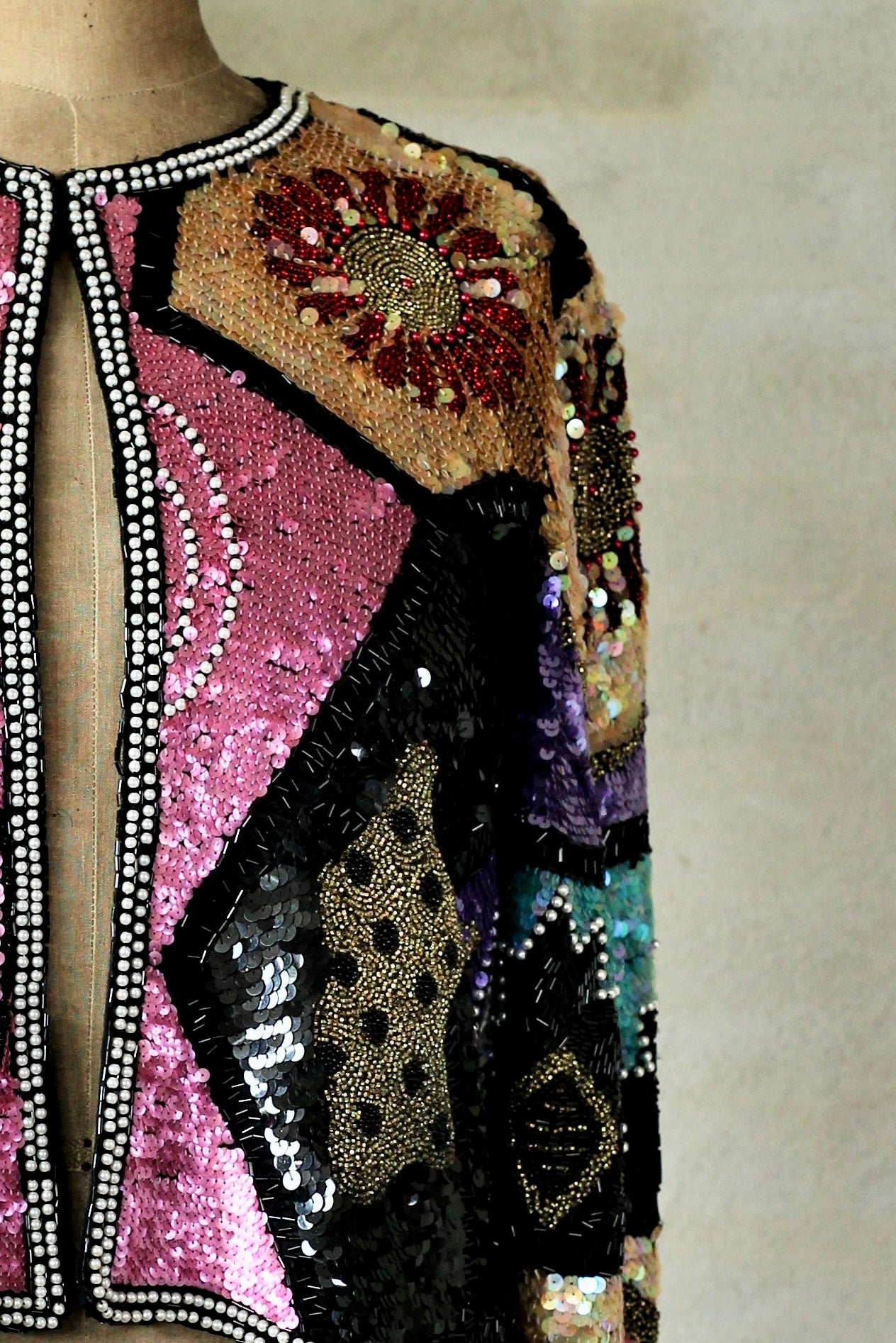 Vintage Beaded Sequin Jacket // Size M