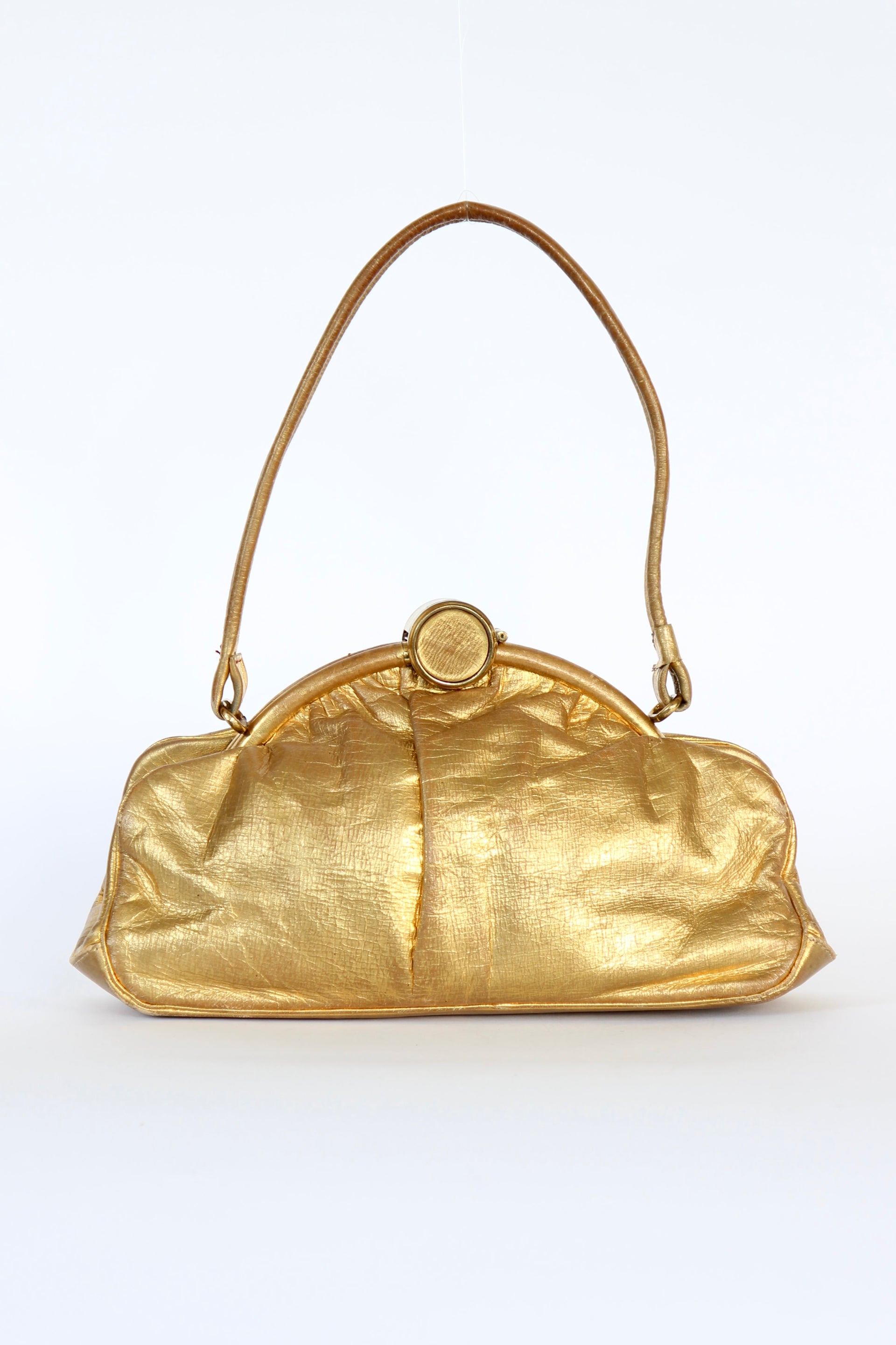 1950s 1960s Vintage Golden Leather Top handle Bag/Purse