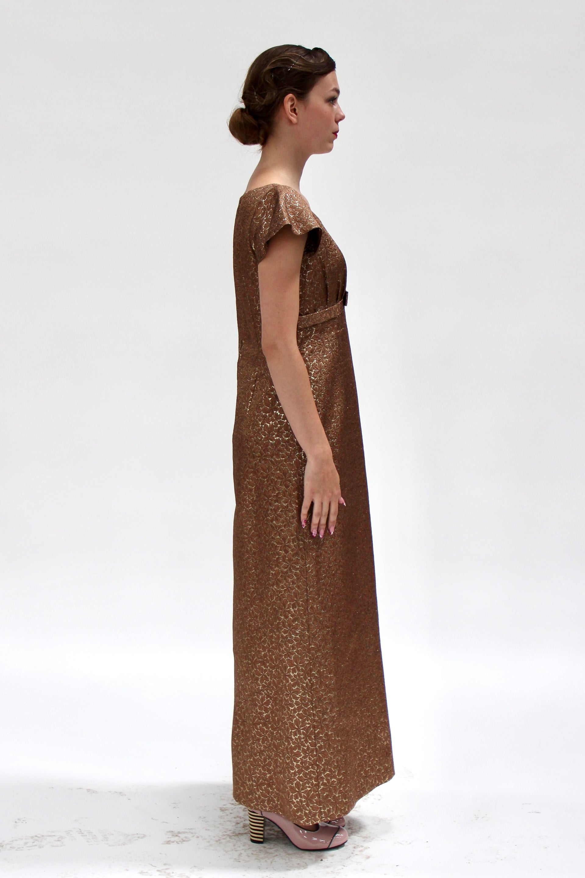 1960s Vintage Brocade Maxi Dress // Size S/M