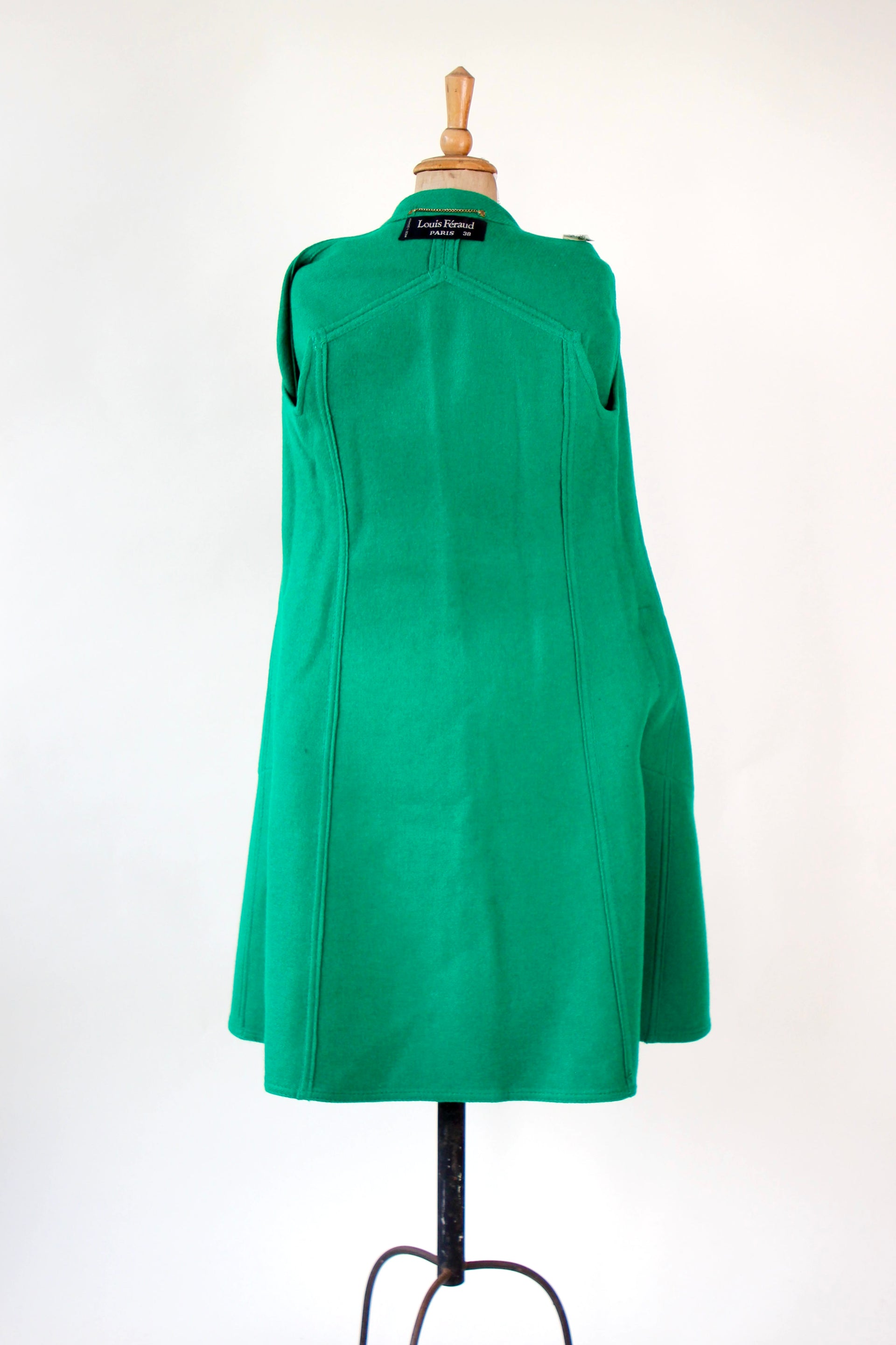 1970s Vintage Designer Green Wool Mod/Trench Coat // Size M