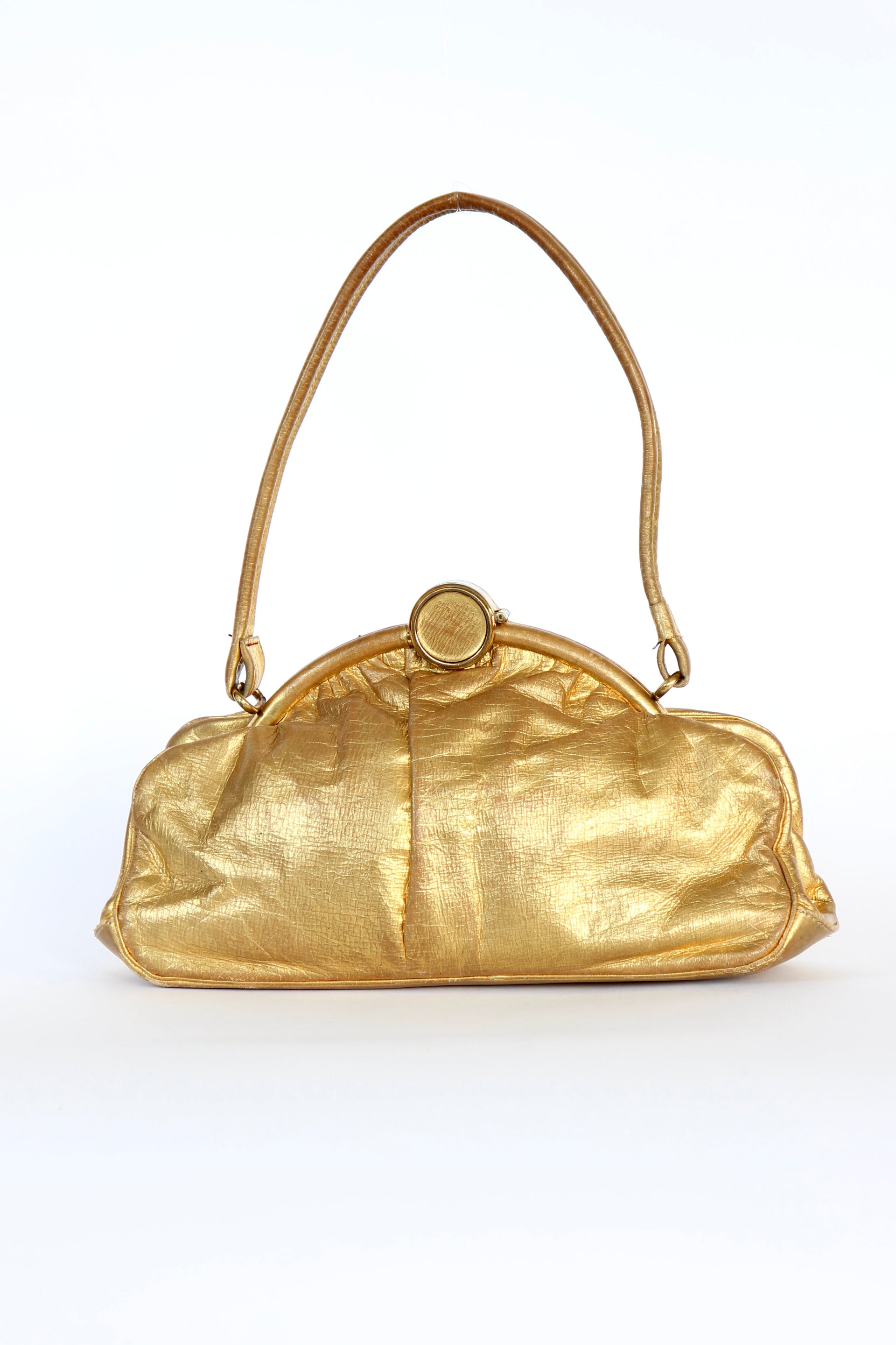 1950s 1960s Vintage Golden Leather Top handle Bag/Purse