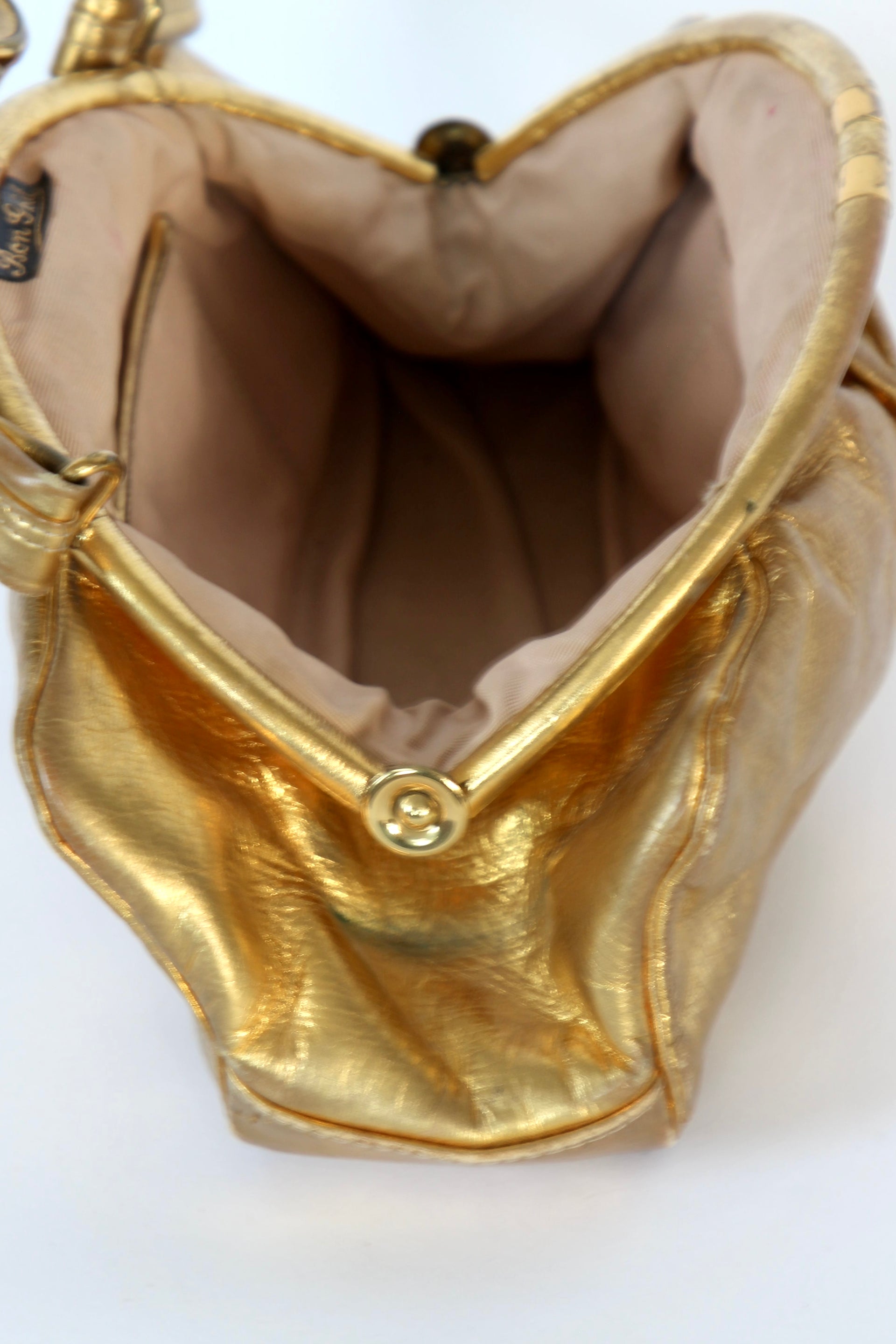 1950s 1960s Vintage Golden Leather Top handle Bag/Purse