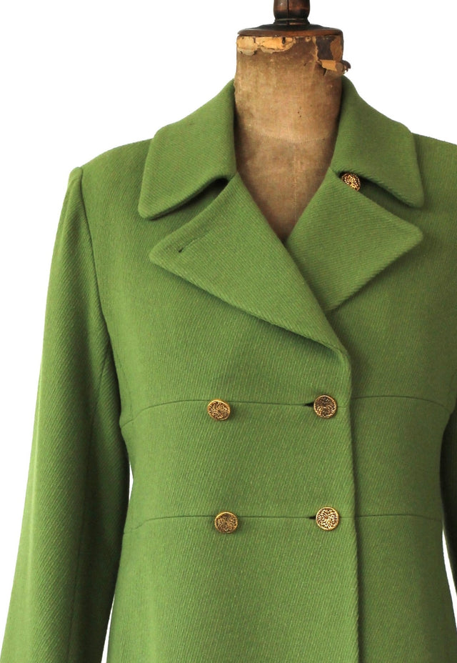 1990s Vintage Lime Green Double Breast Coat//Size M/L