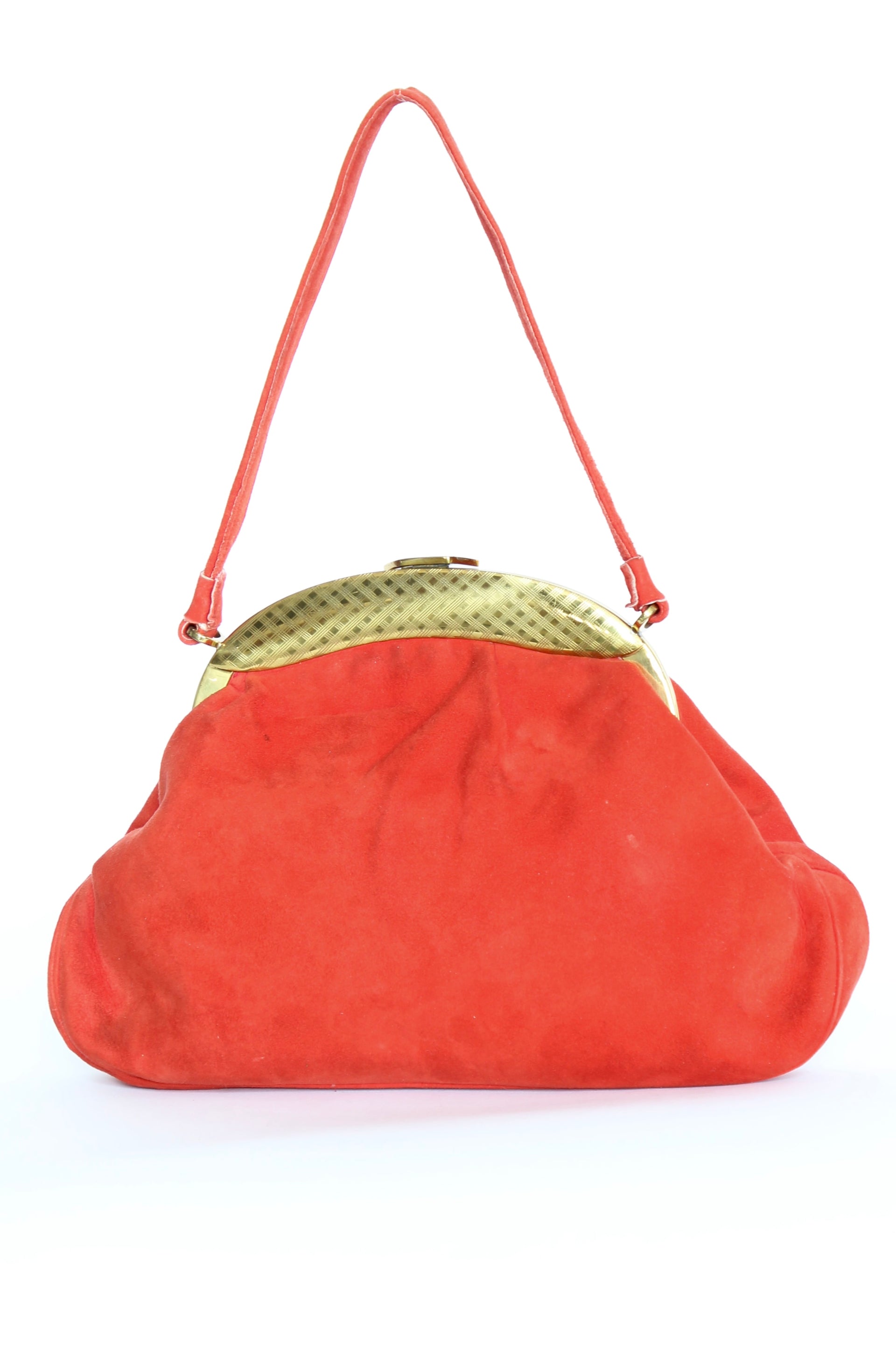 1940s Bright Red Suede Leather Purse